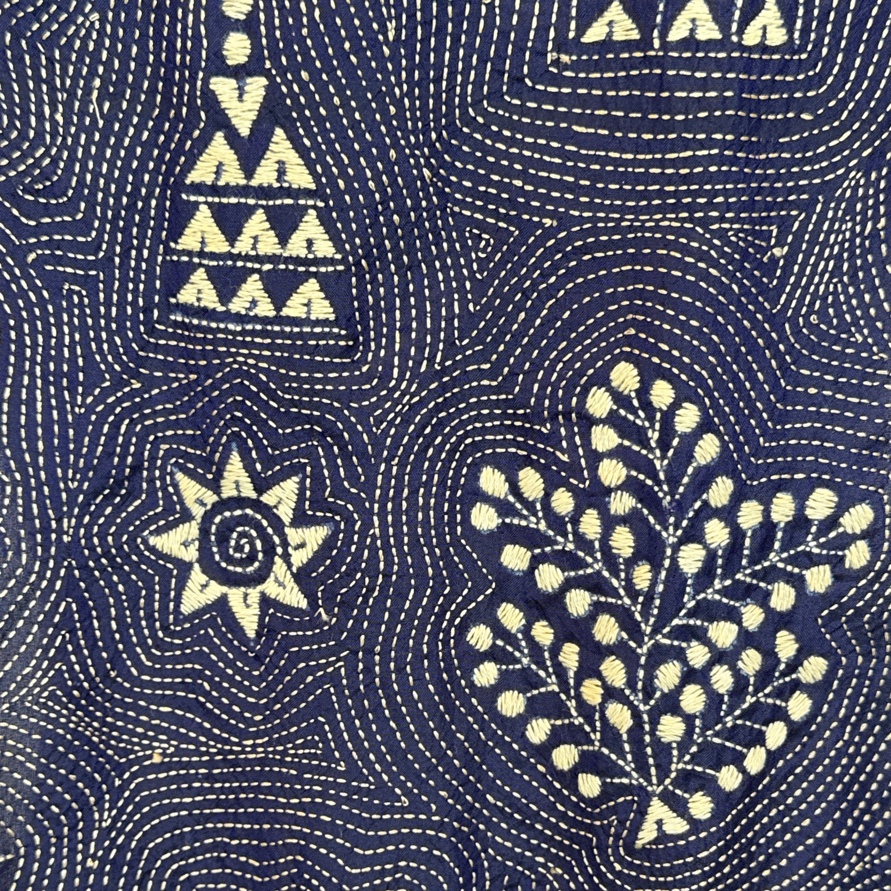 Hand Embroidered Maoon Kantha Silk Scarf India