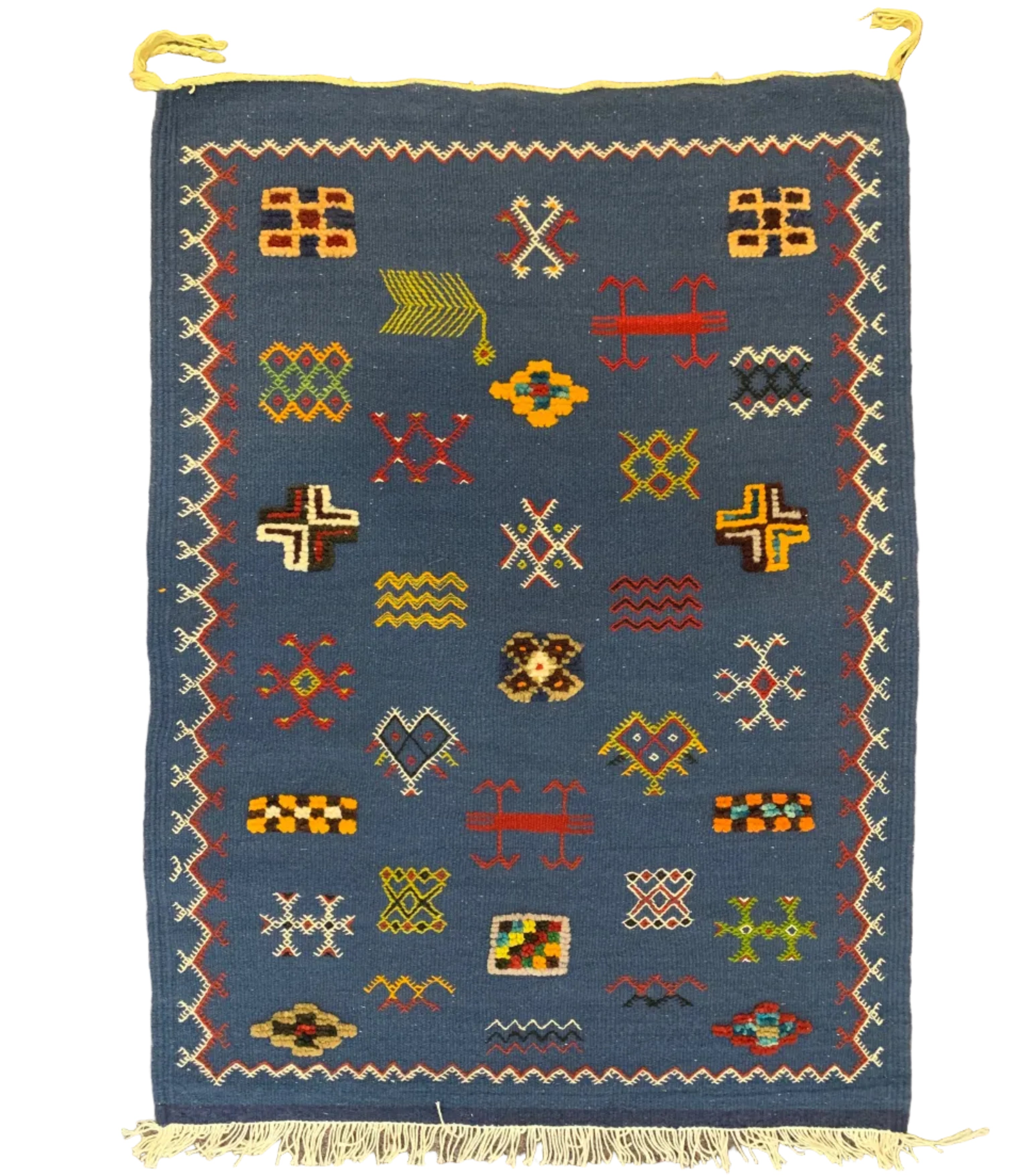 Handwoven Small Akhnif Blue Wool Rug