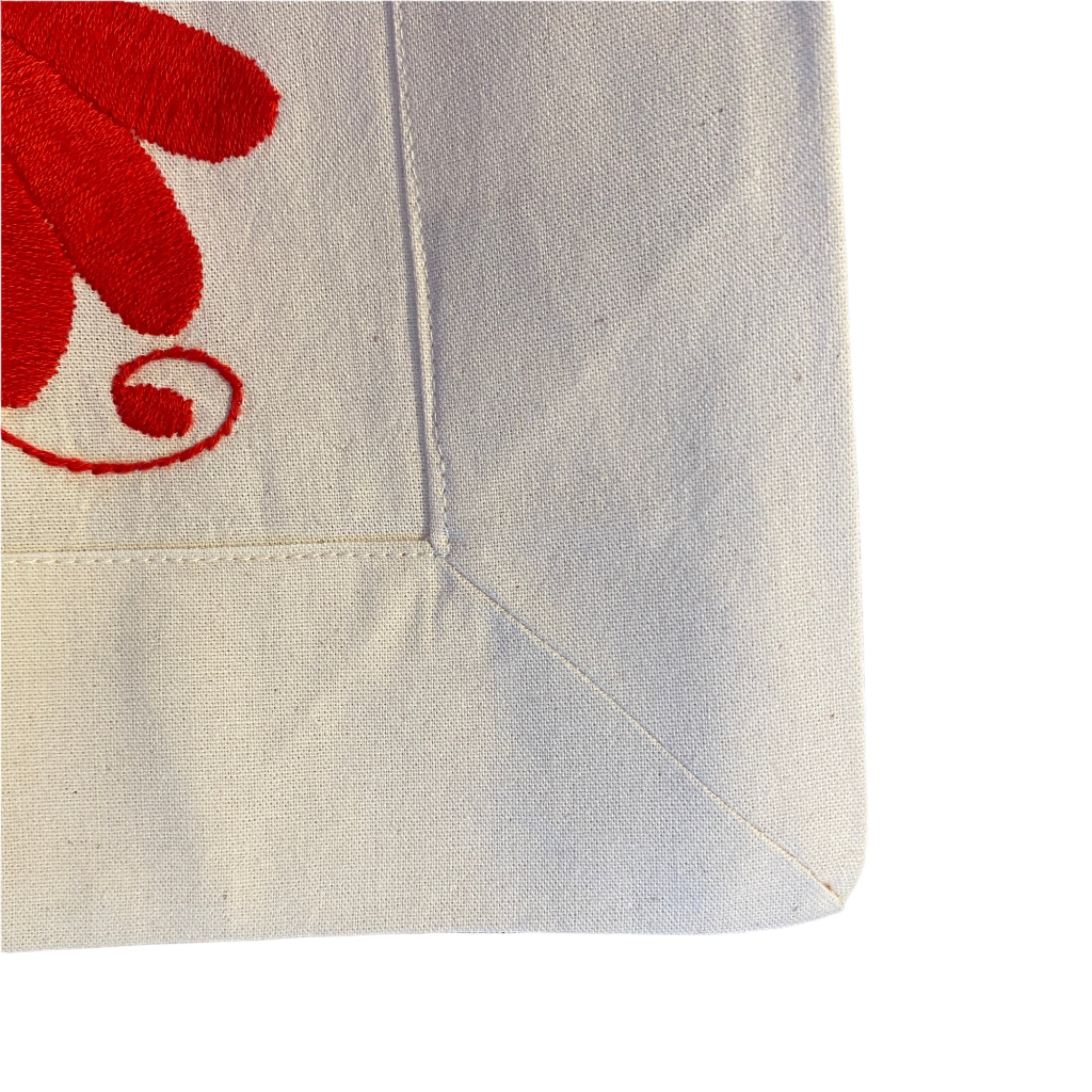 Otomi Hand Embroidered Strawberry Red Table Runner Mexico