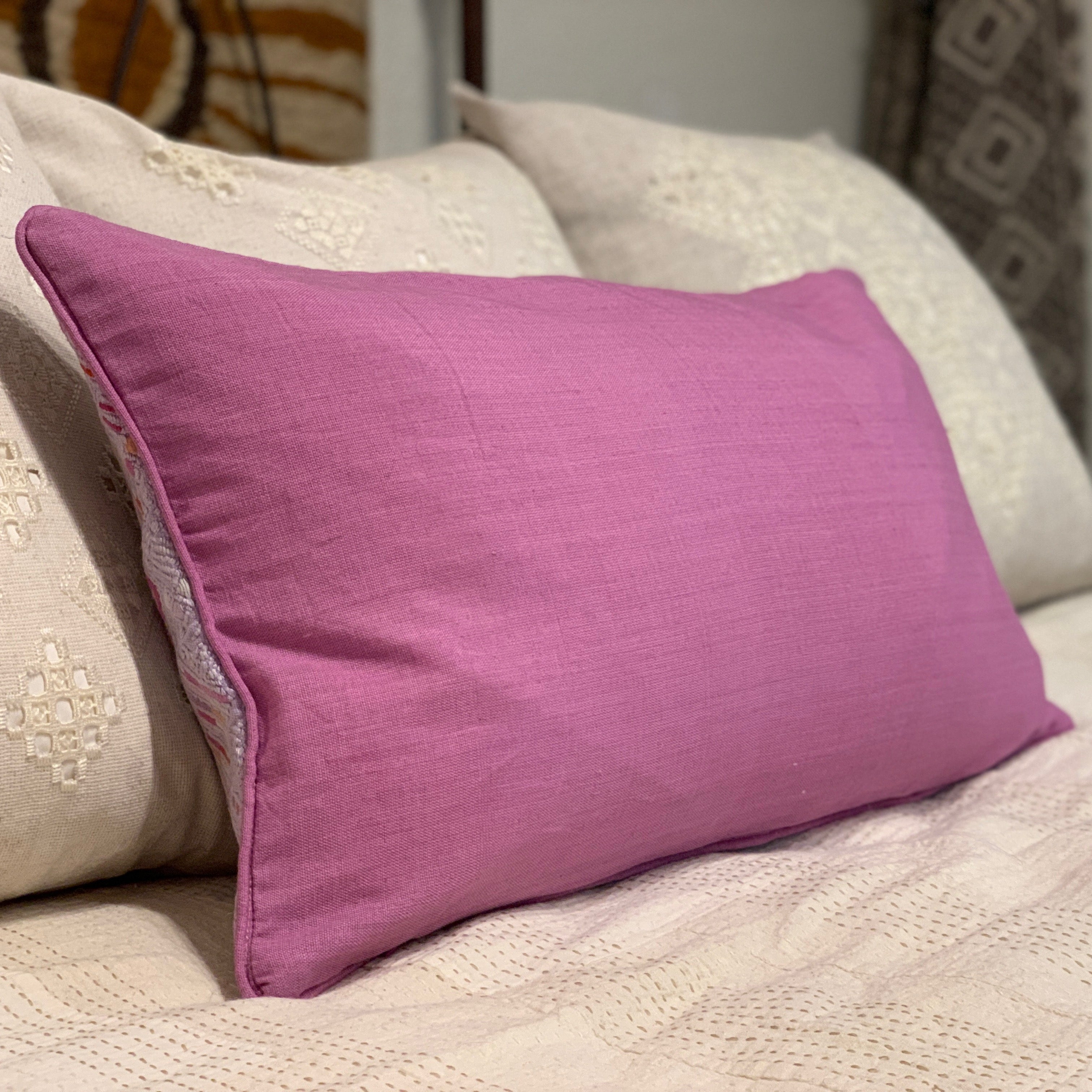 Handwoven and Embroidered Xejul Lumbar Guatemala (14x23)