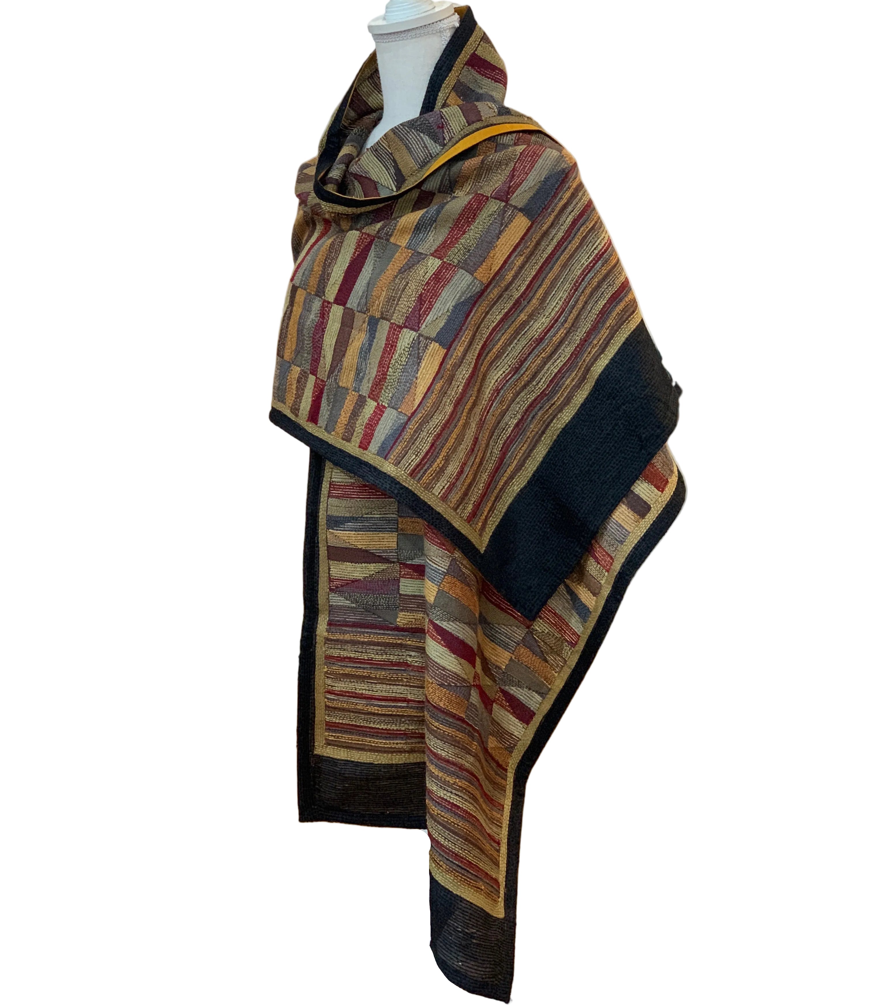 Kantha Stitched Earth Prantik Scarf India