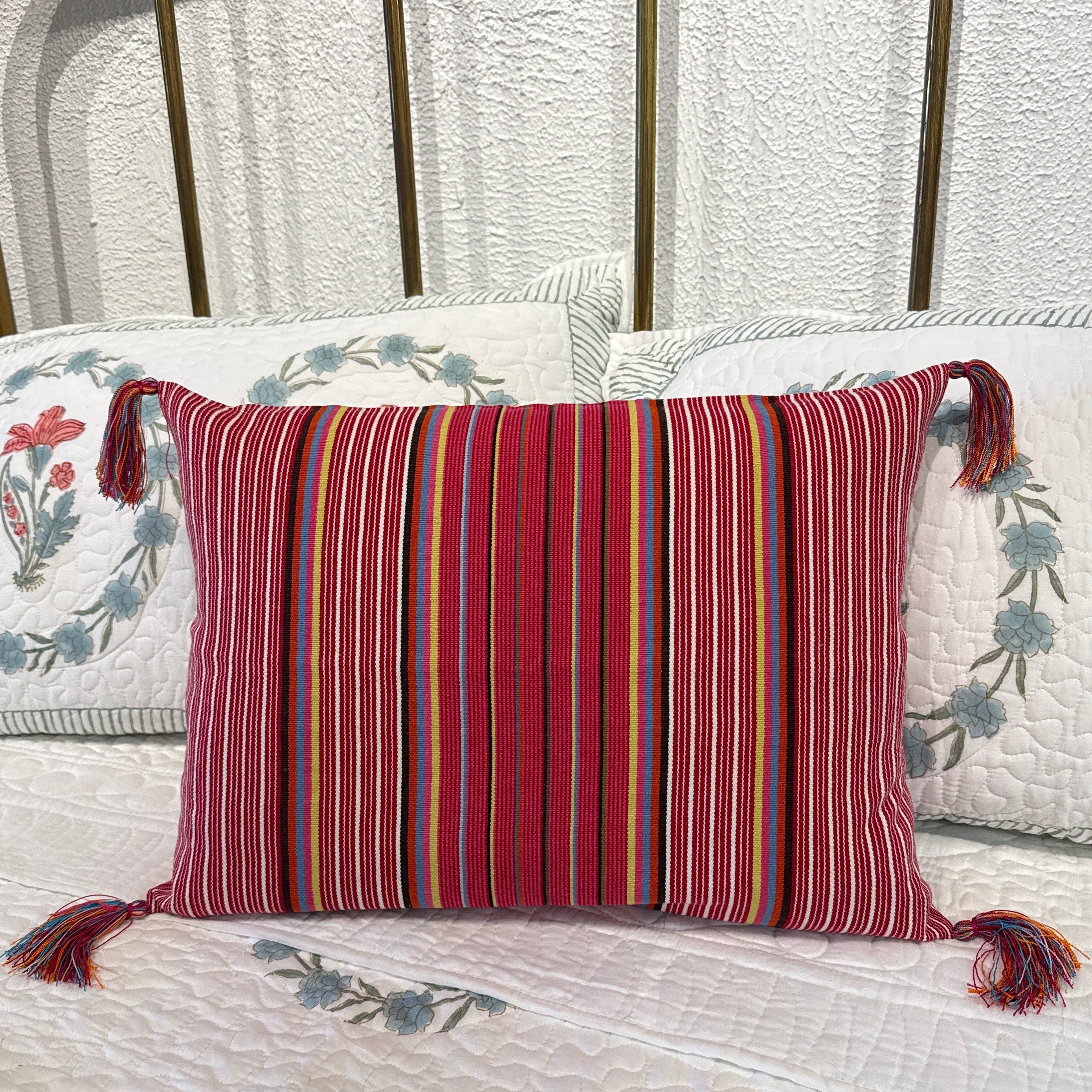 Handwoven Cotton Lumbar Pillow Mexico (14x20)