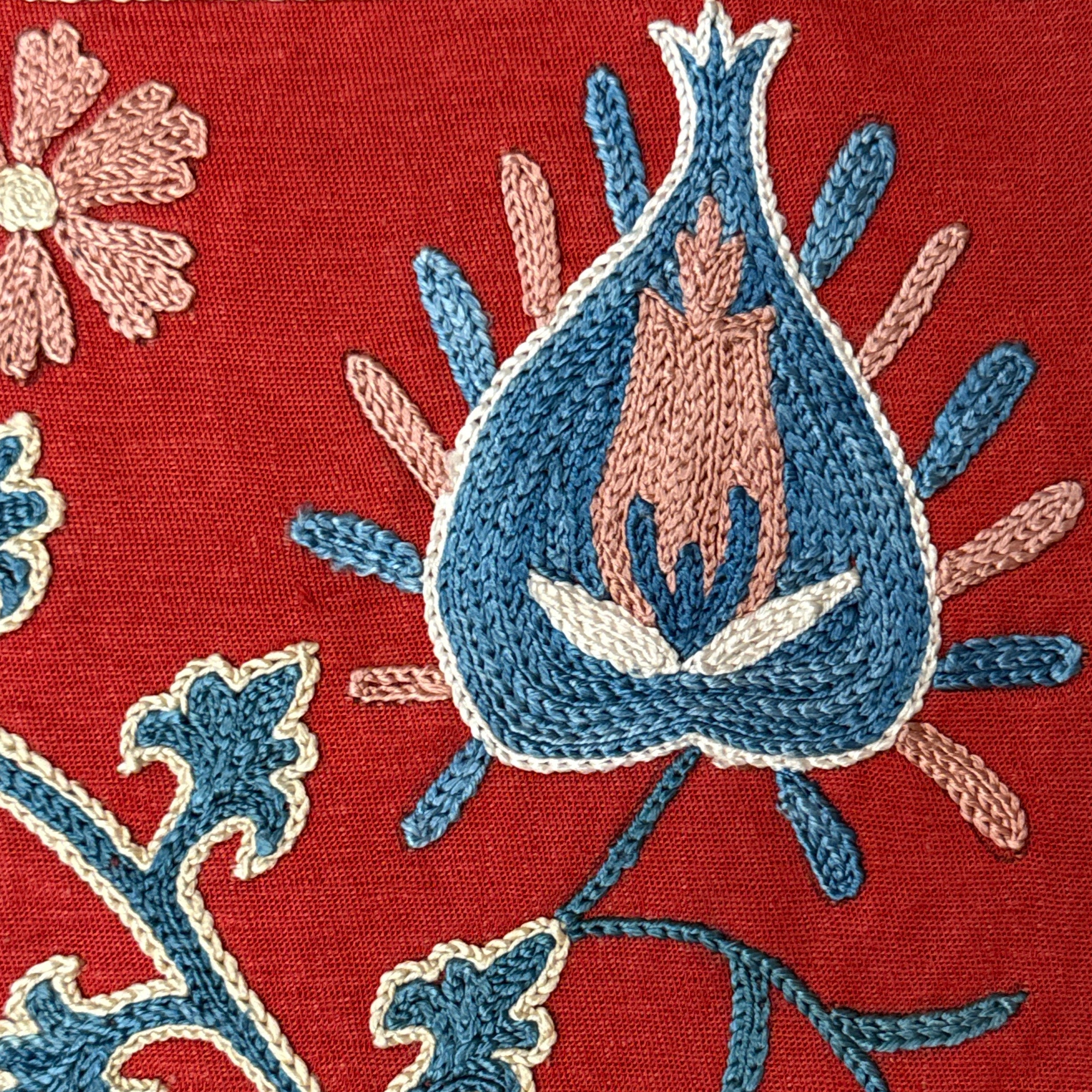 Silk Suzani Table Runner Uzbekistan (19x64)