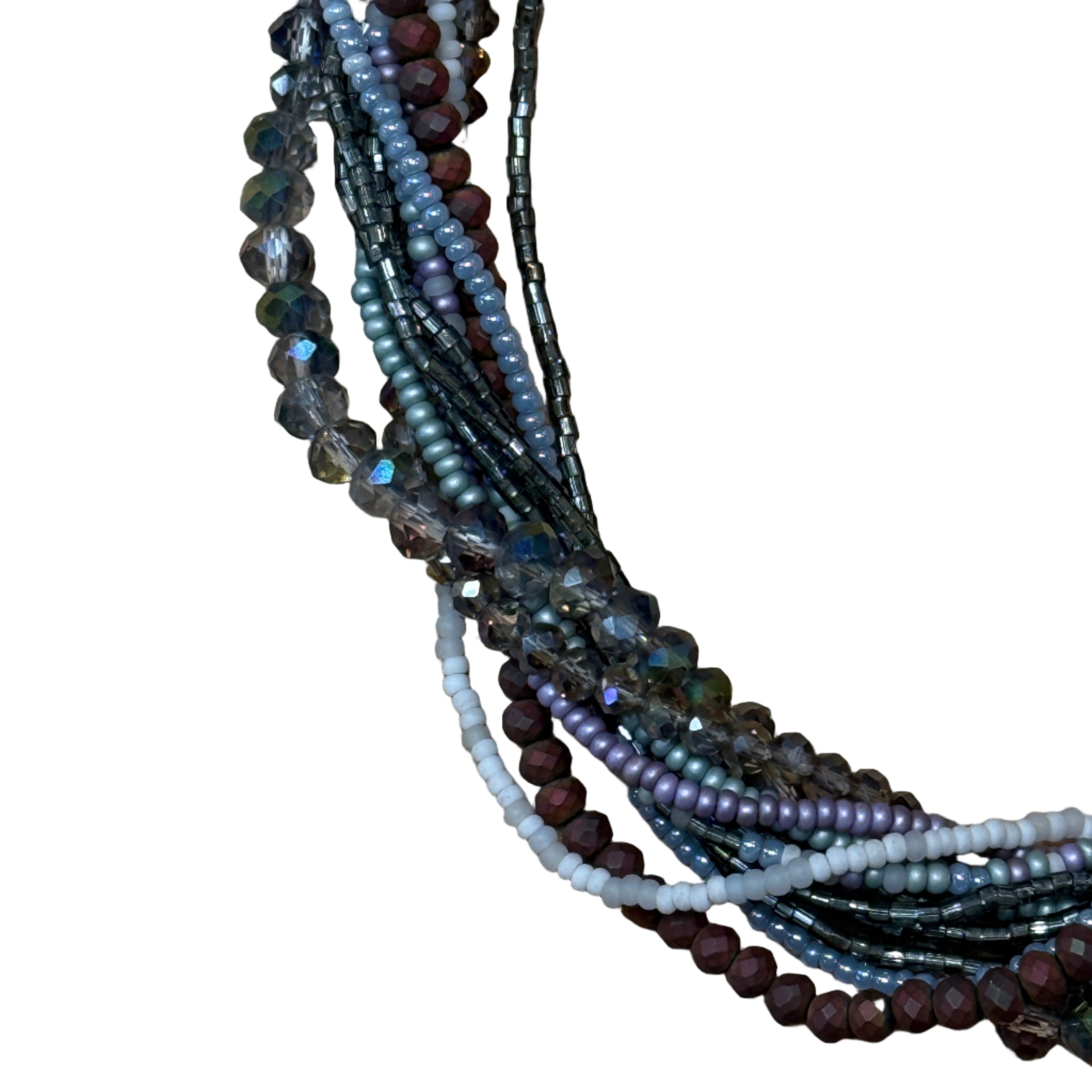 Handmade 12 Strand Lavander Beaded Necklace Guatemala