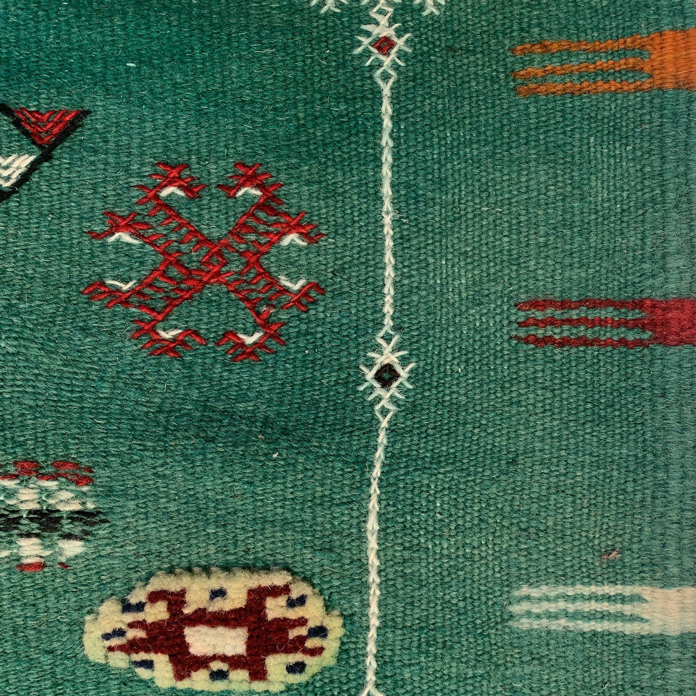 Handwoven Akhnif Knotted Green Wool Rug (4x7)