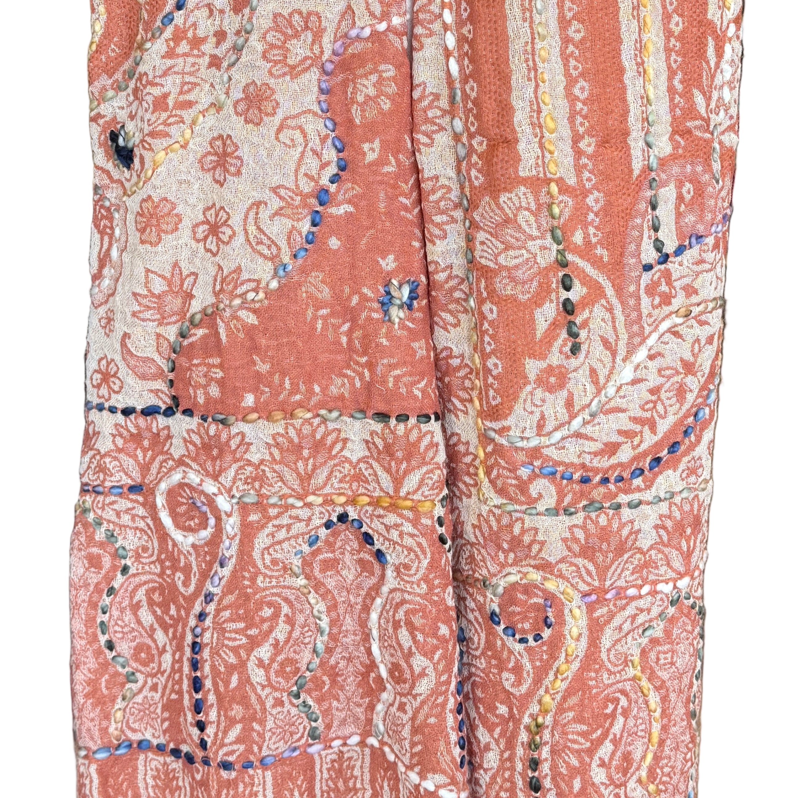 Woven & Hand Embroidered Pink Wool Shawl