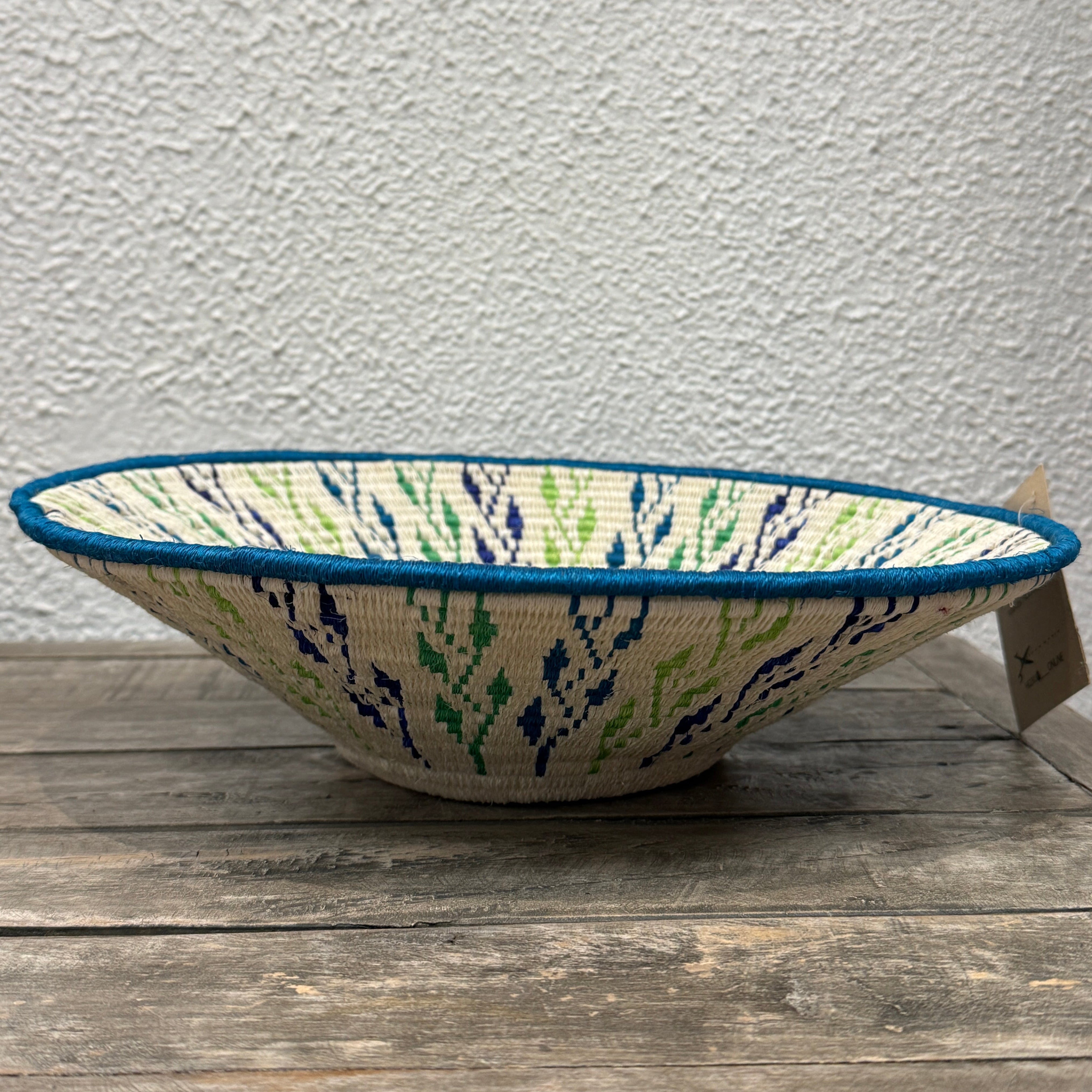 Natural Sisal Teal Large Basket Eswatini