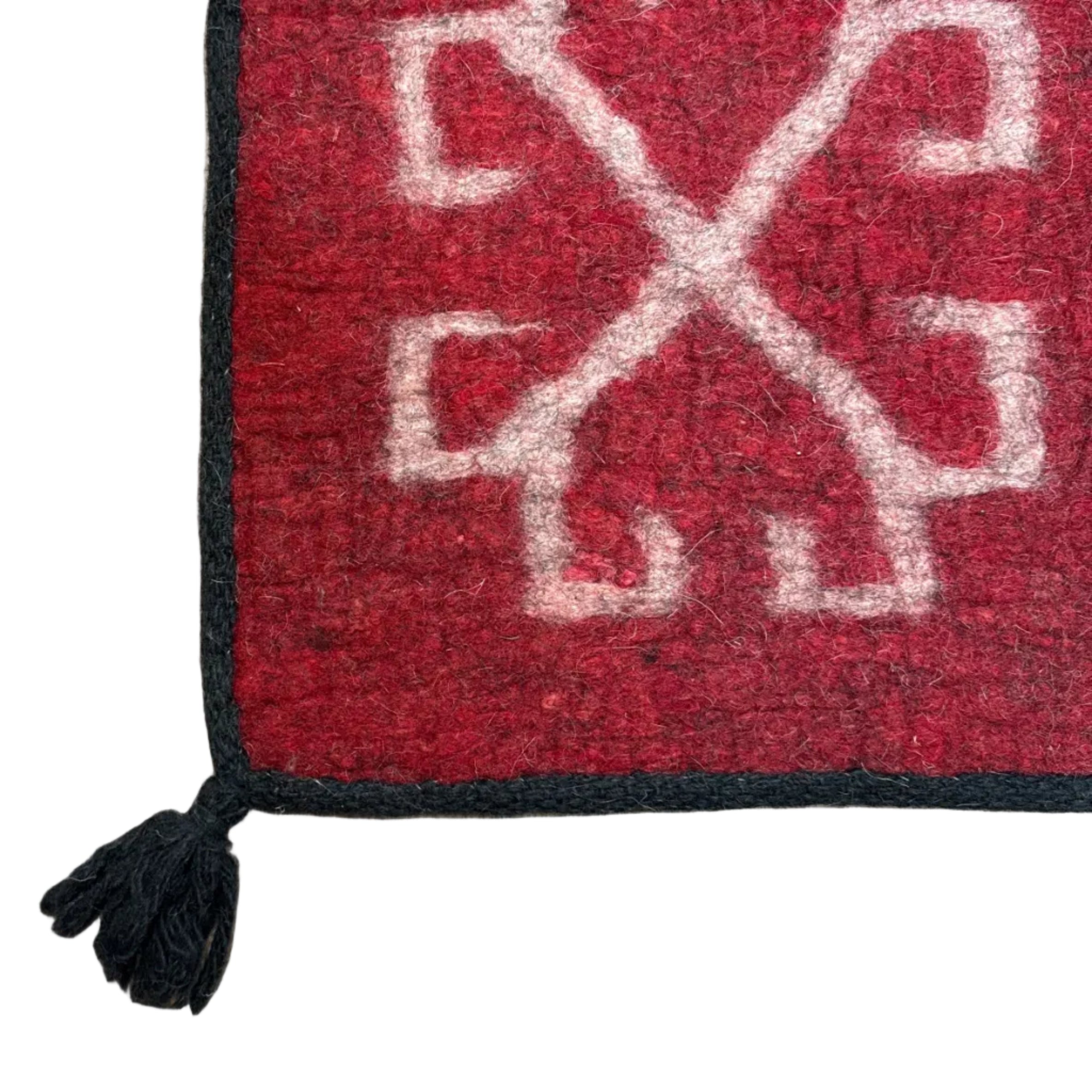 Handmade Wool Felt Red Flowers Rug Afghanistan (30x48)
