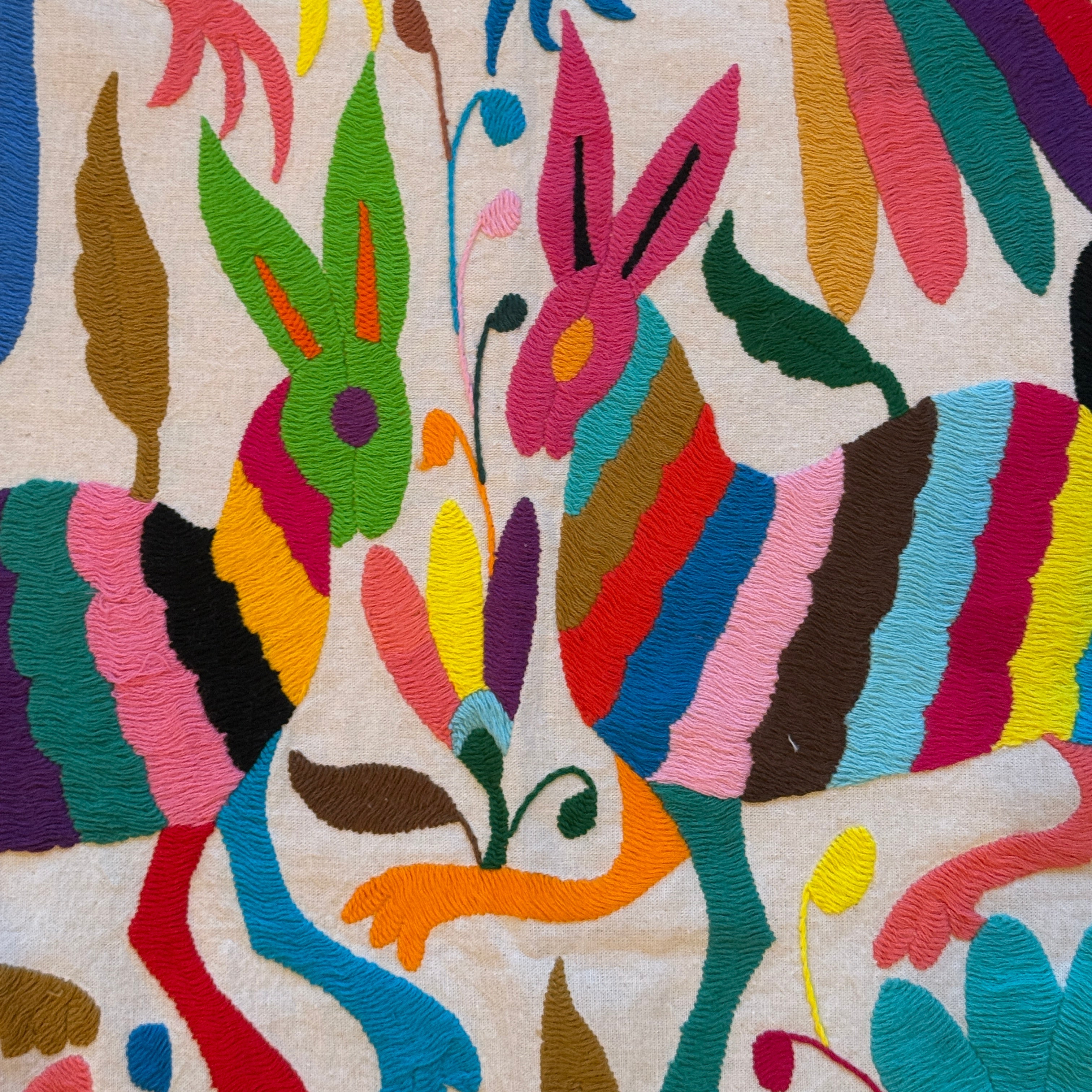 Embroidered Otomi Flowers Table Runner Mexico