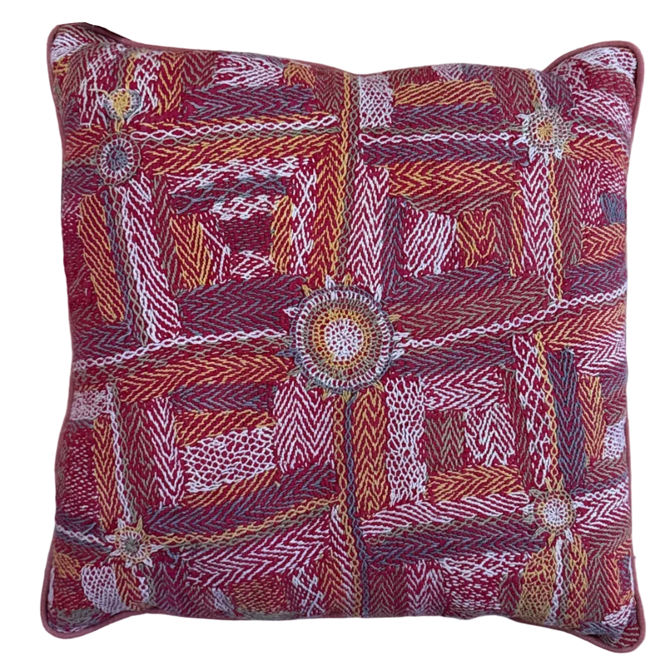 Hand Stitched Vintage Banjara Pillow India (20 x 20)