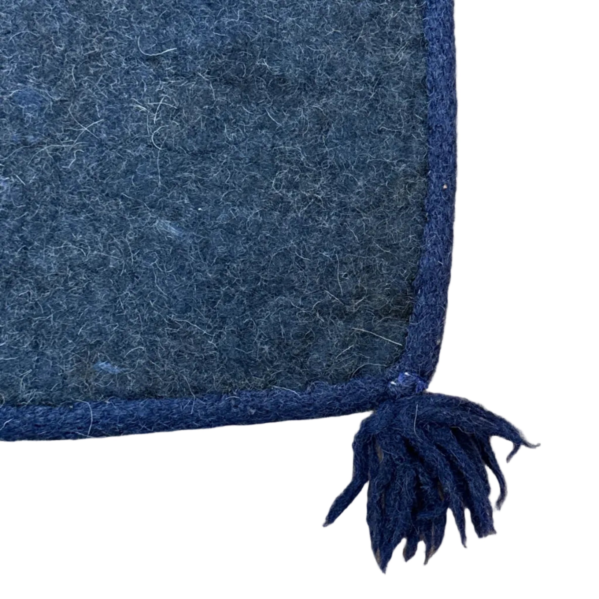 Handmade Wool Felt Pony Blue Rug Afghanistan (30x48)