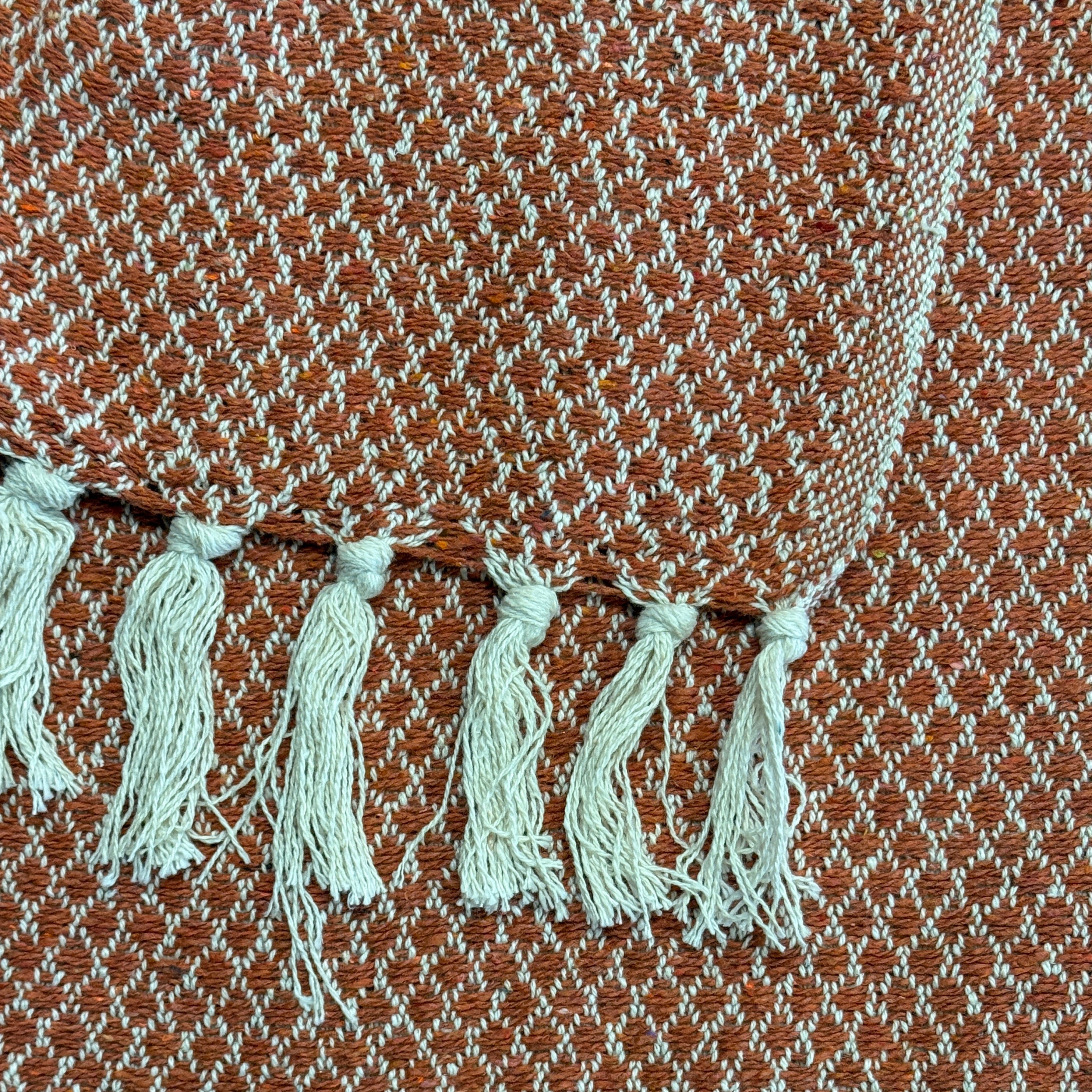 Handwoven Recycled Cotton Coral Throw India