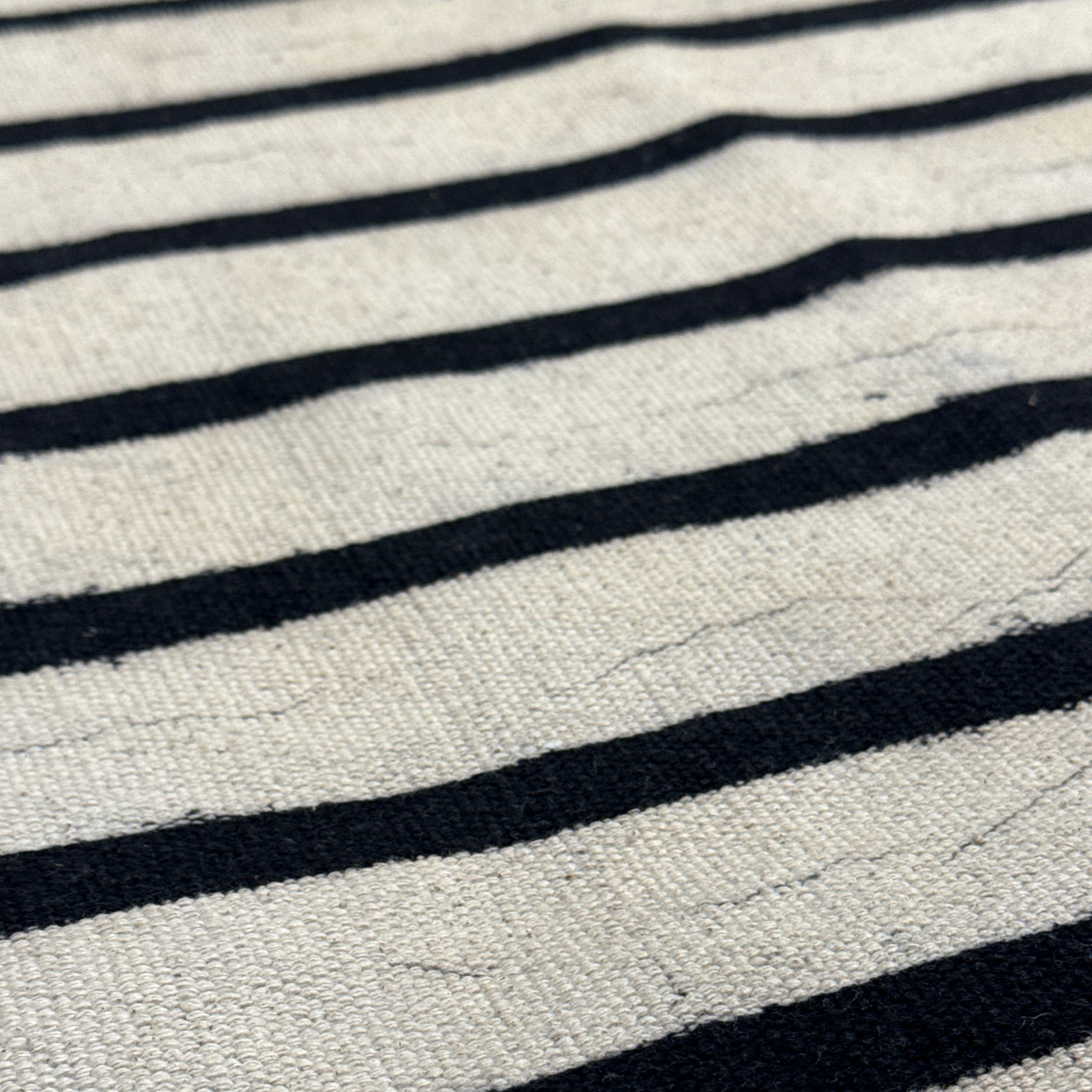 Handmade Block Printed Lines Canvas Rug India 2.5x6