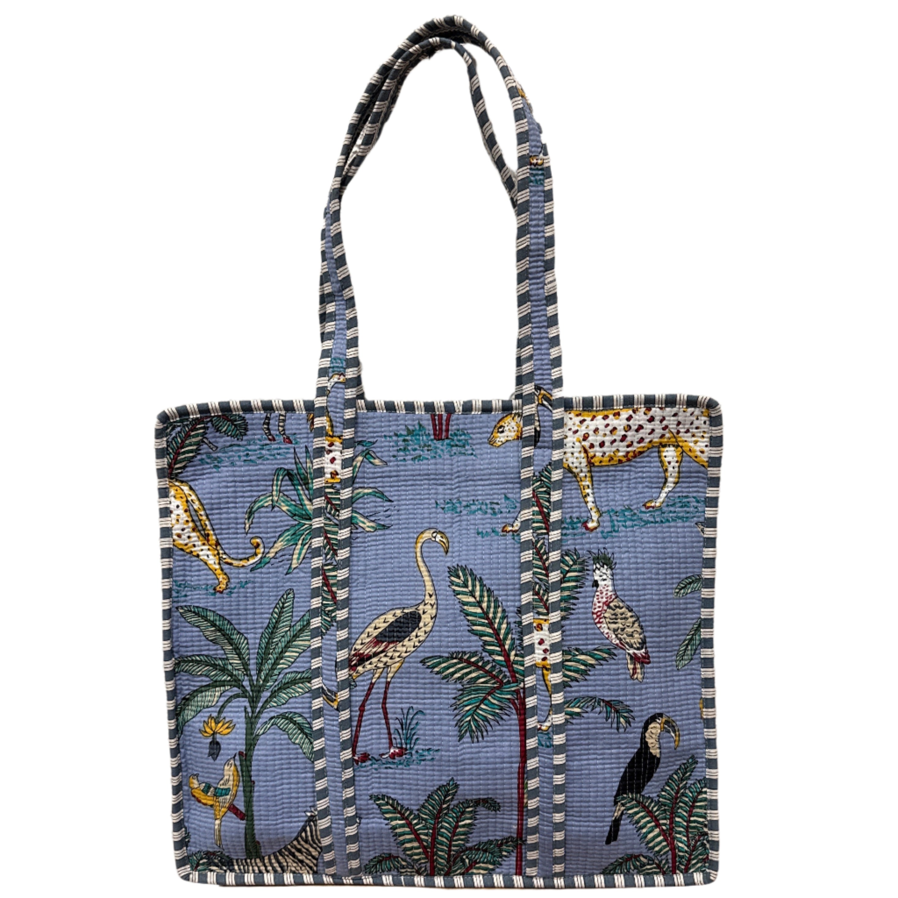 Hand Screen Printed Blue Tote Bag India