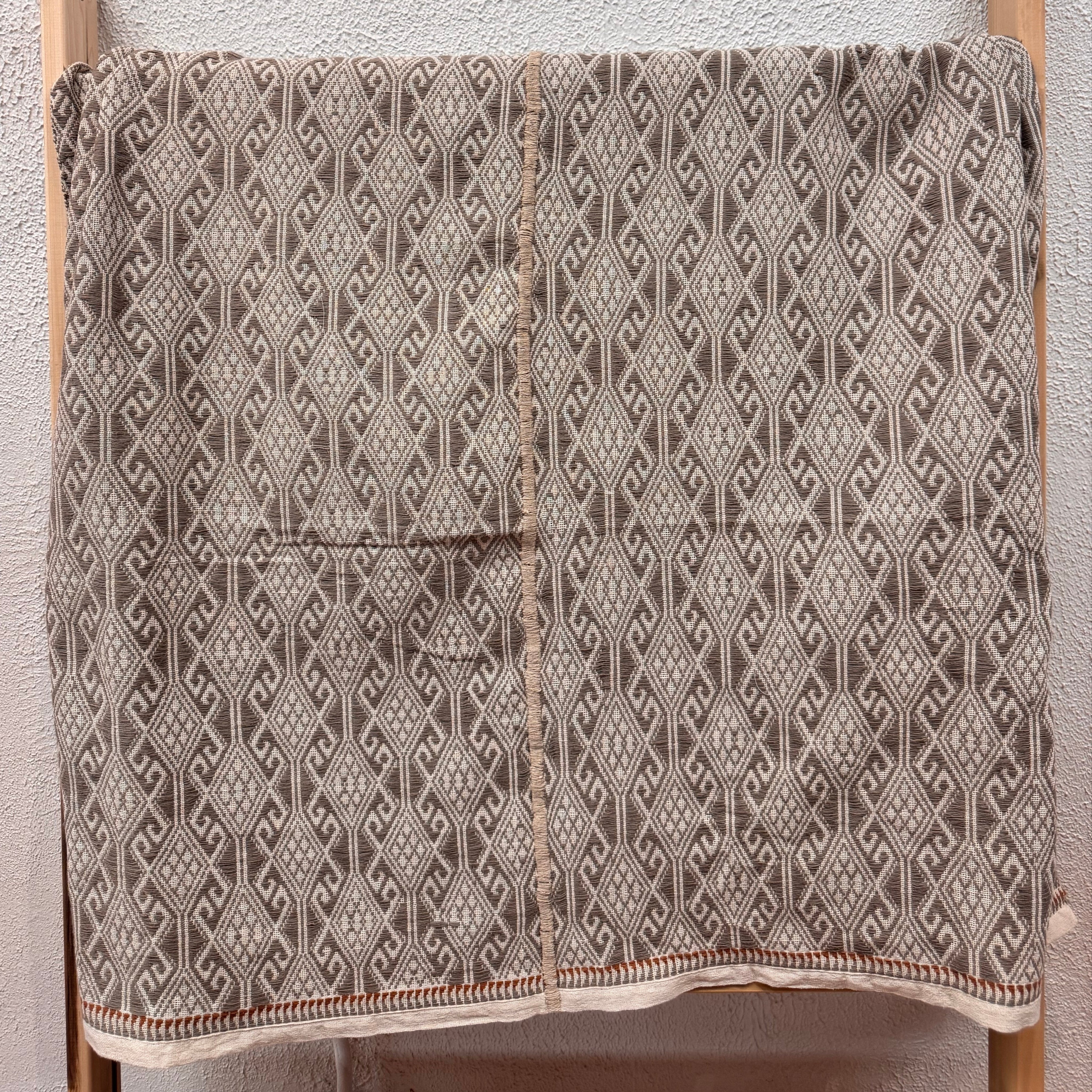 Handwoven Tai Lue Grey Throw Laos