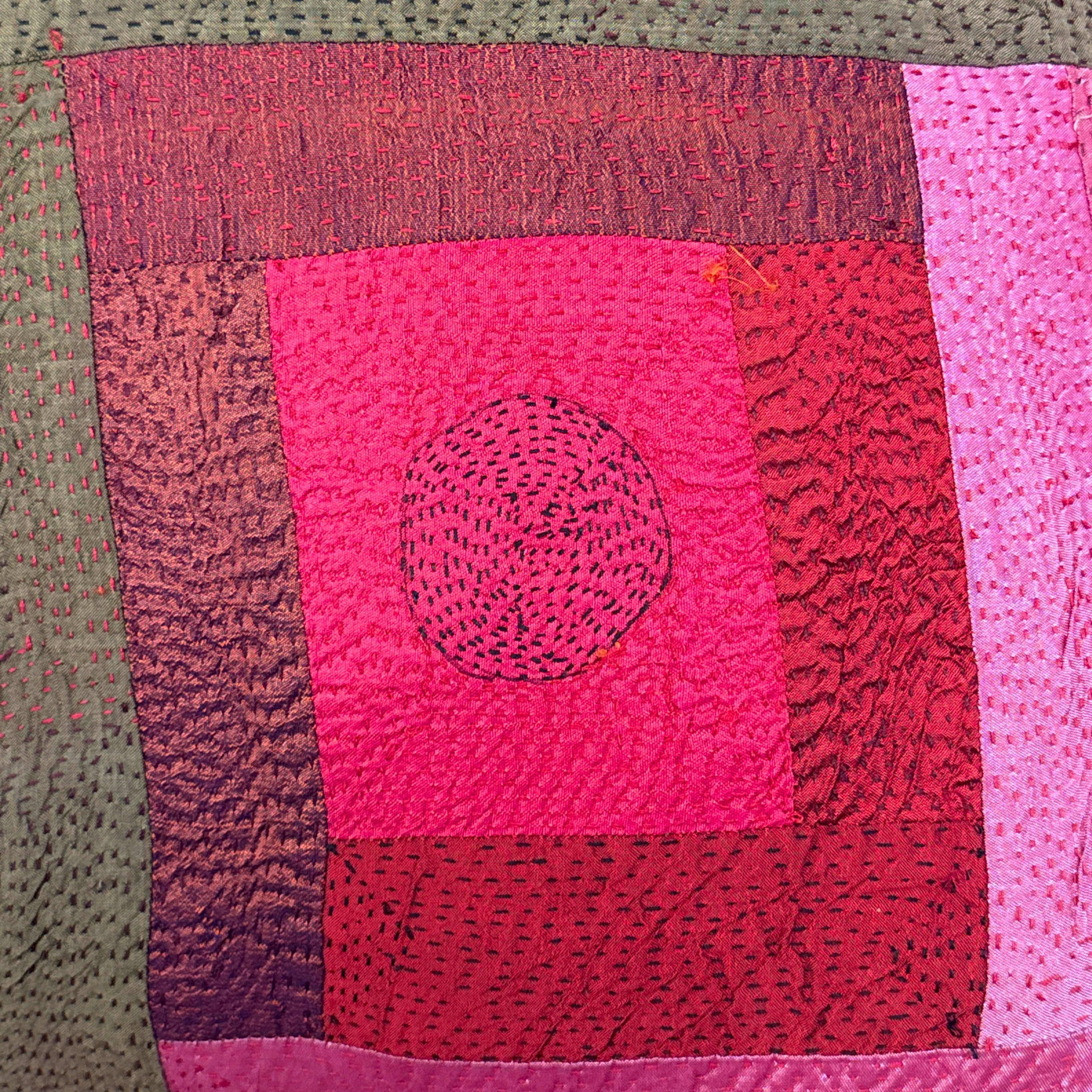 Hand Stitched Vintage Silk Pillow India (20 x 20)