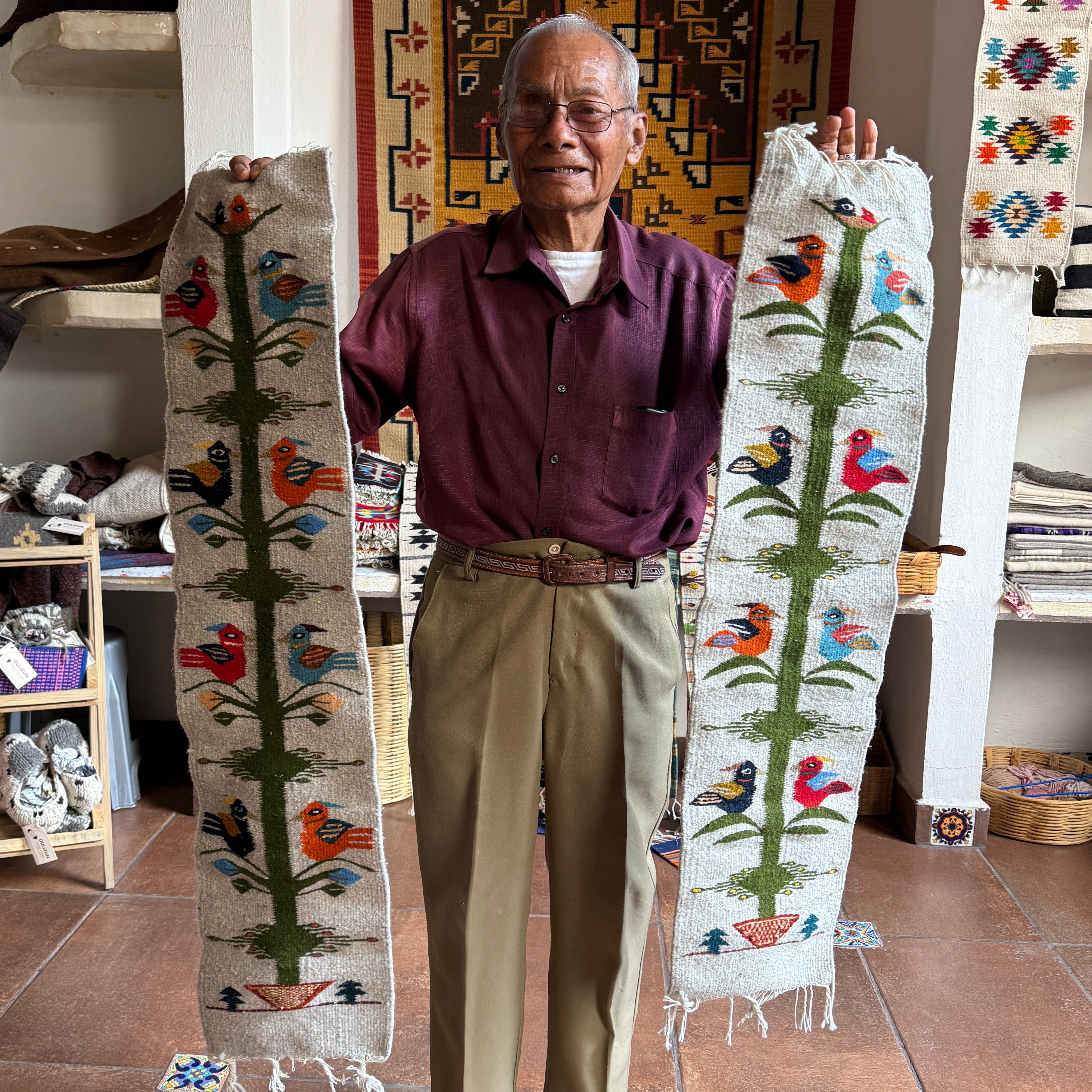 Handwoven Wool Tree of Life A Hanging Mexico
