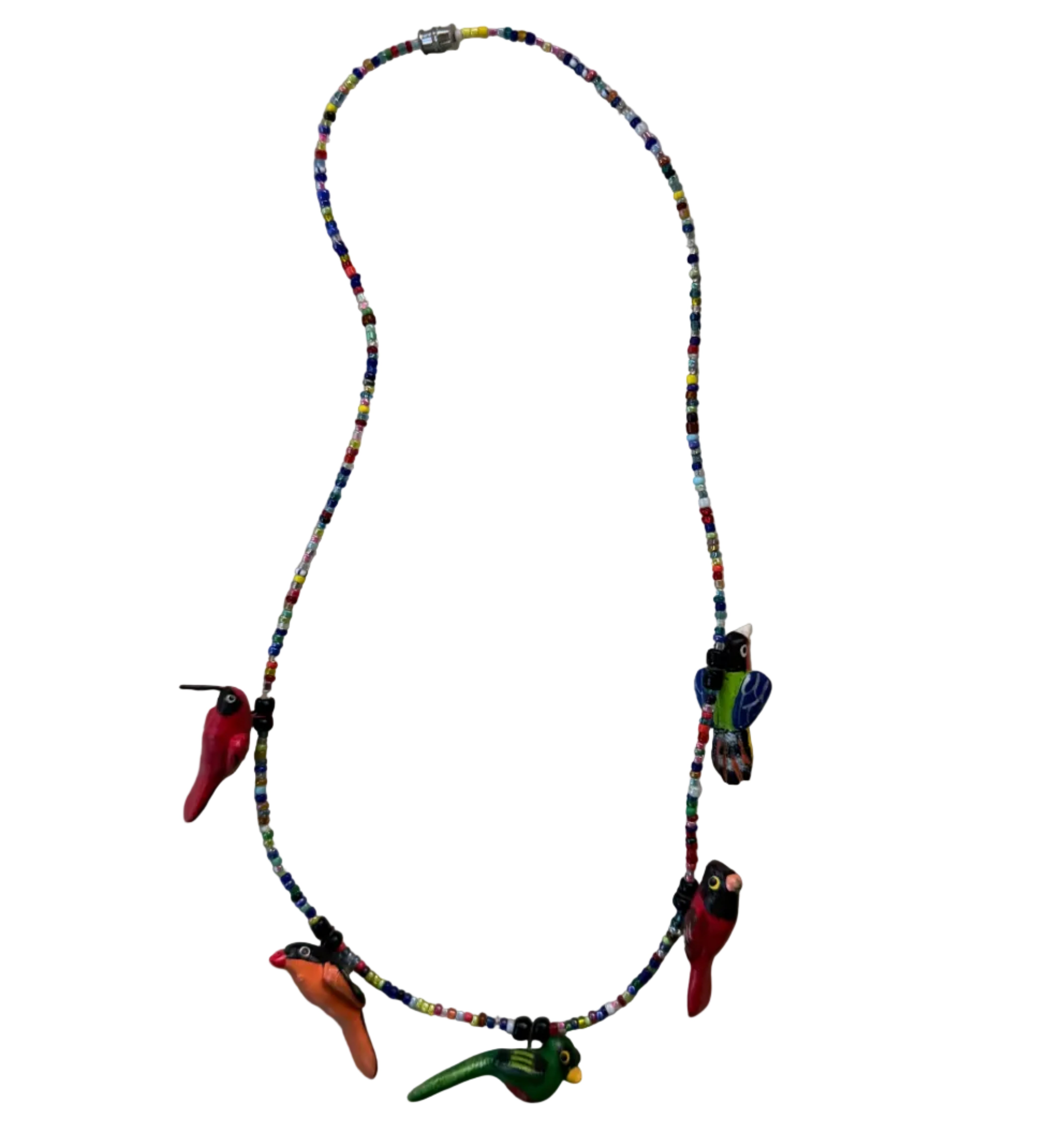 Beaded Ceramic Bird Necklace Mexico