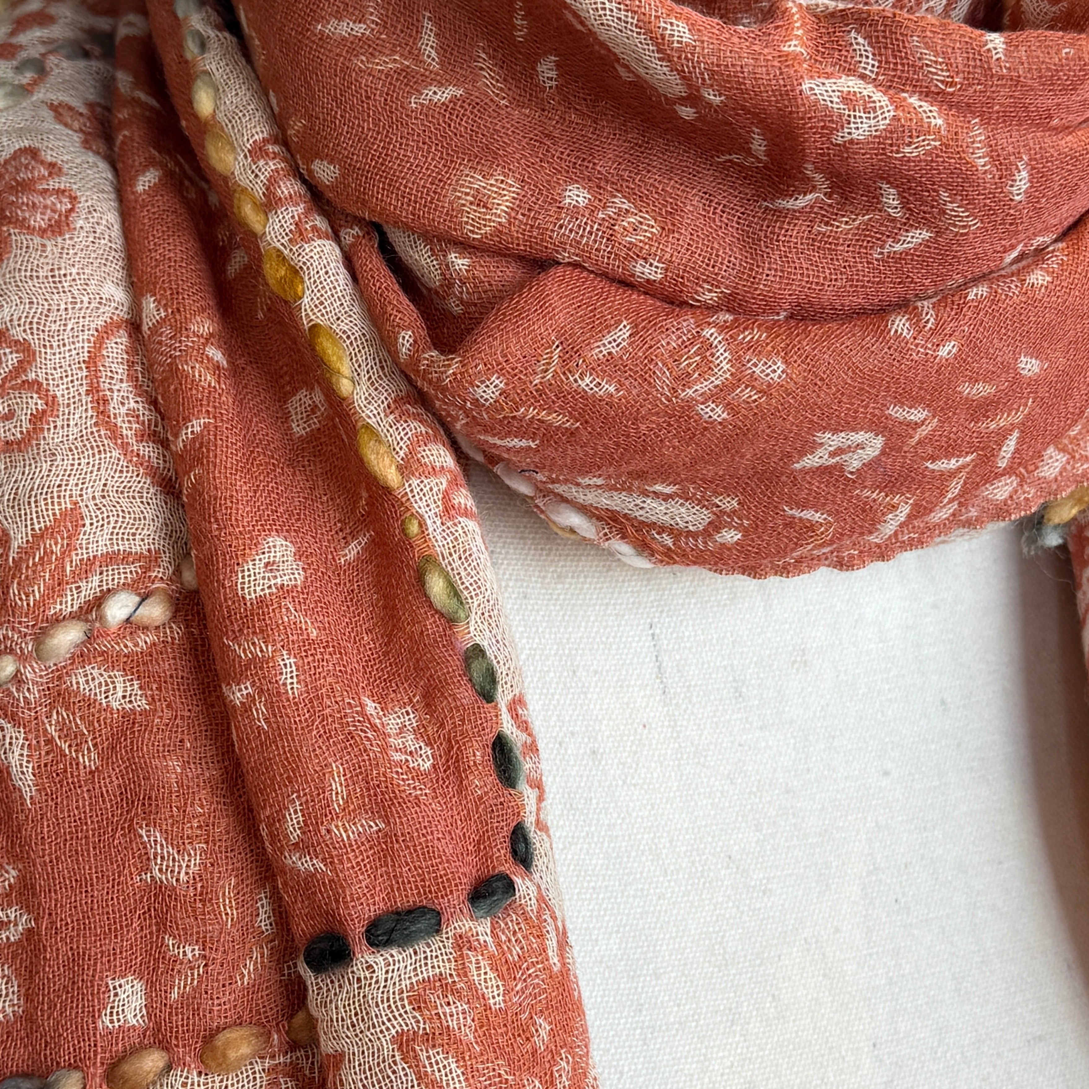 Woven & Hand Embroidered Pink Wool Shawl