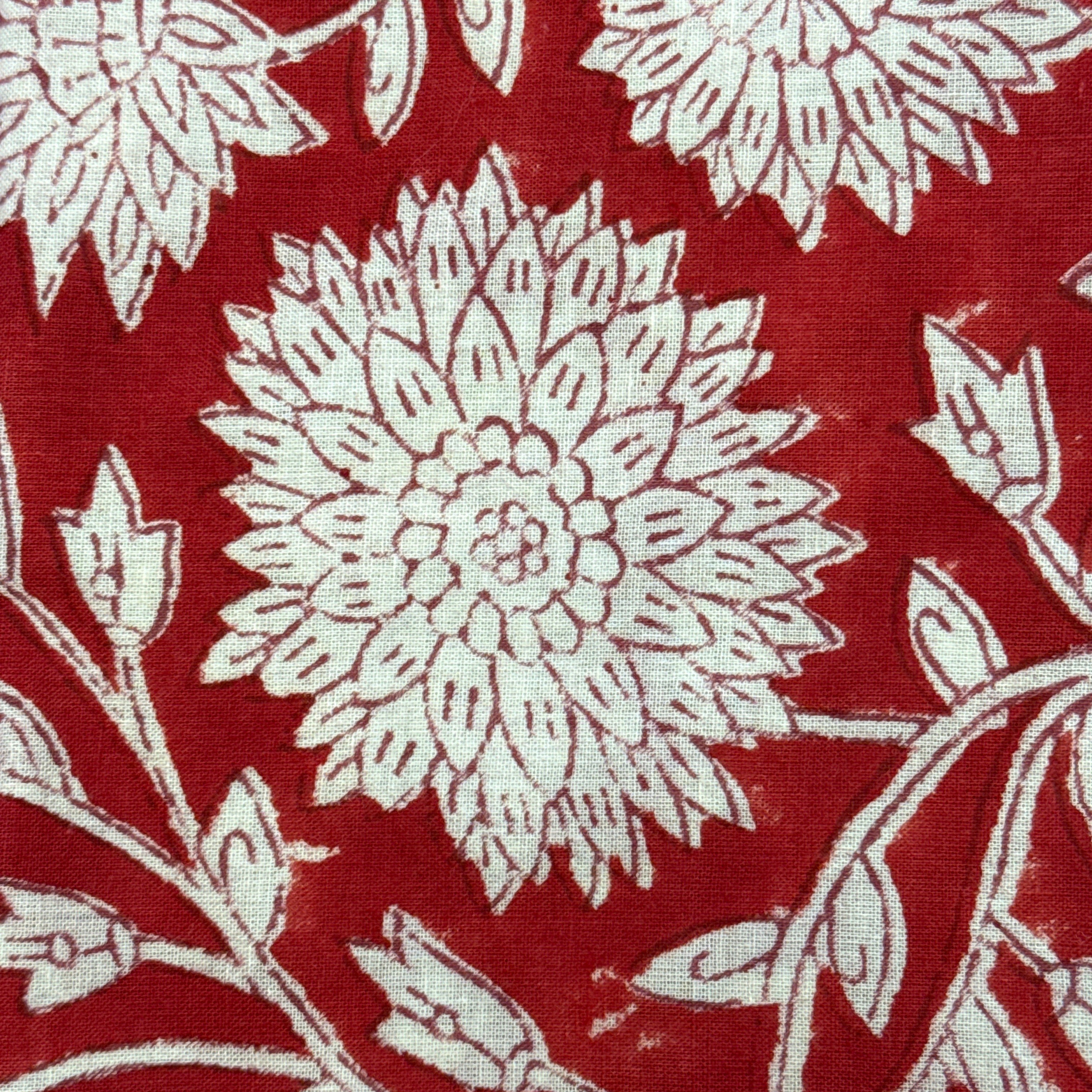 Hand Block Printed Red Floral Napkins India Set of 4 (20")
