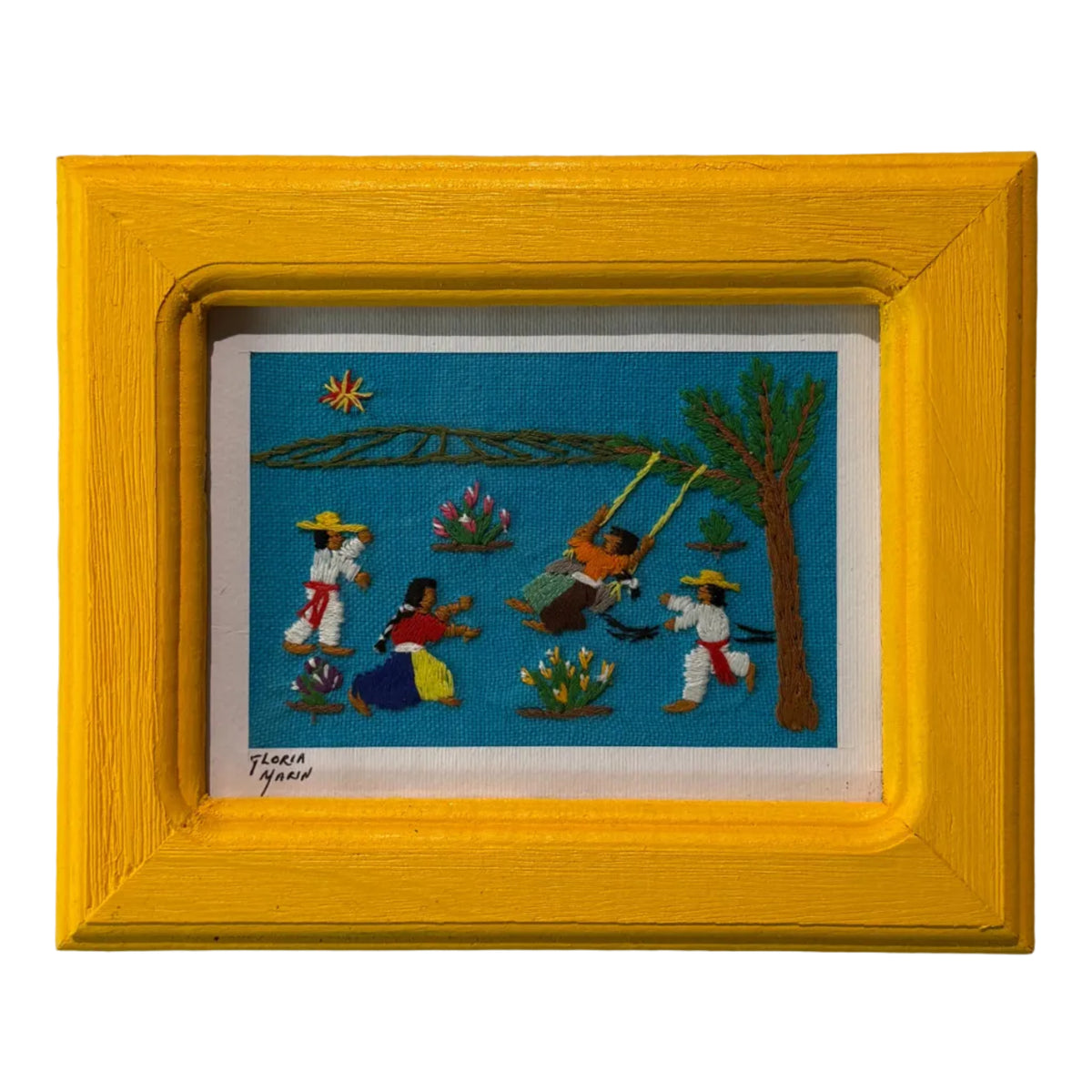 Embroidered Kids Playing Frame Mexico