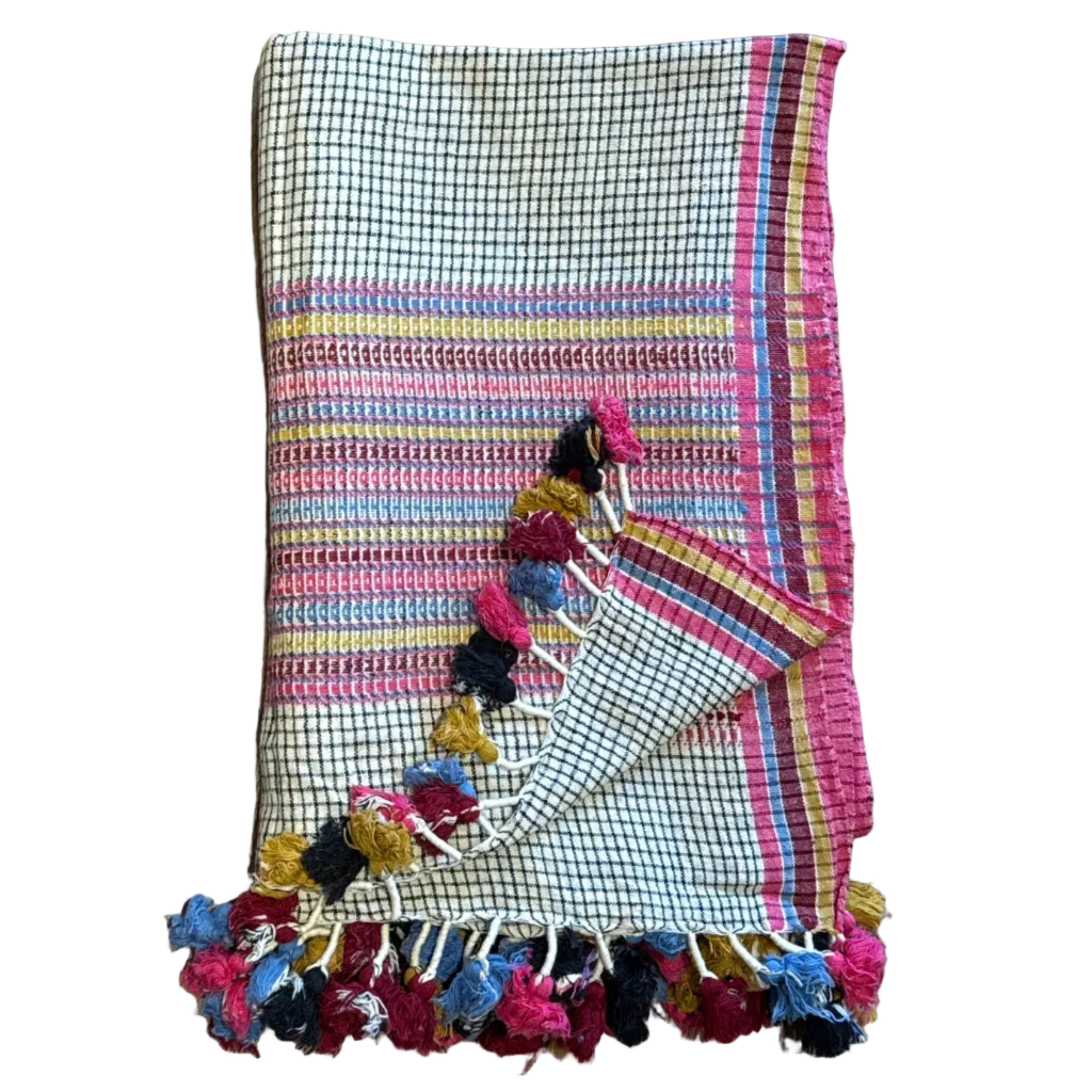 Handwoven Organic Cotton Checkered Dupatta Curtain/Throw India