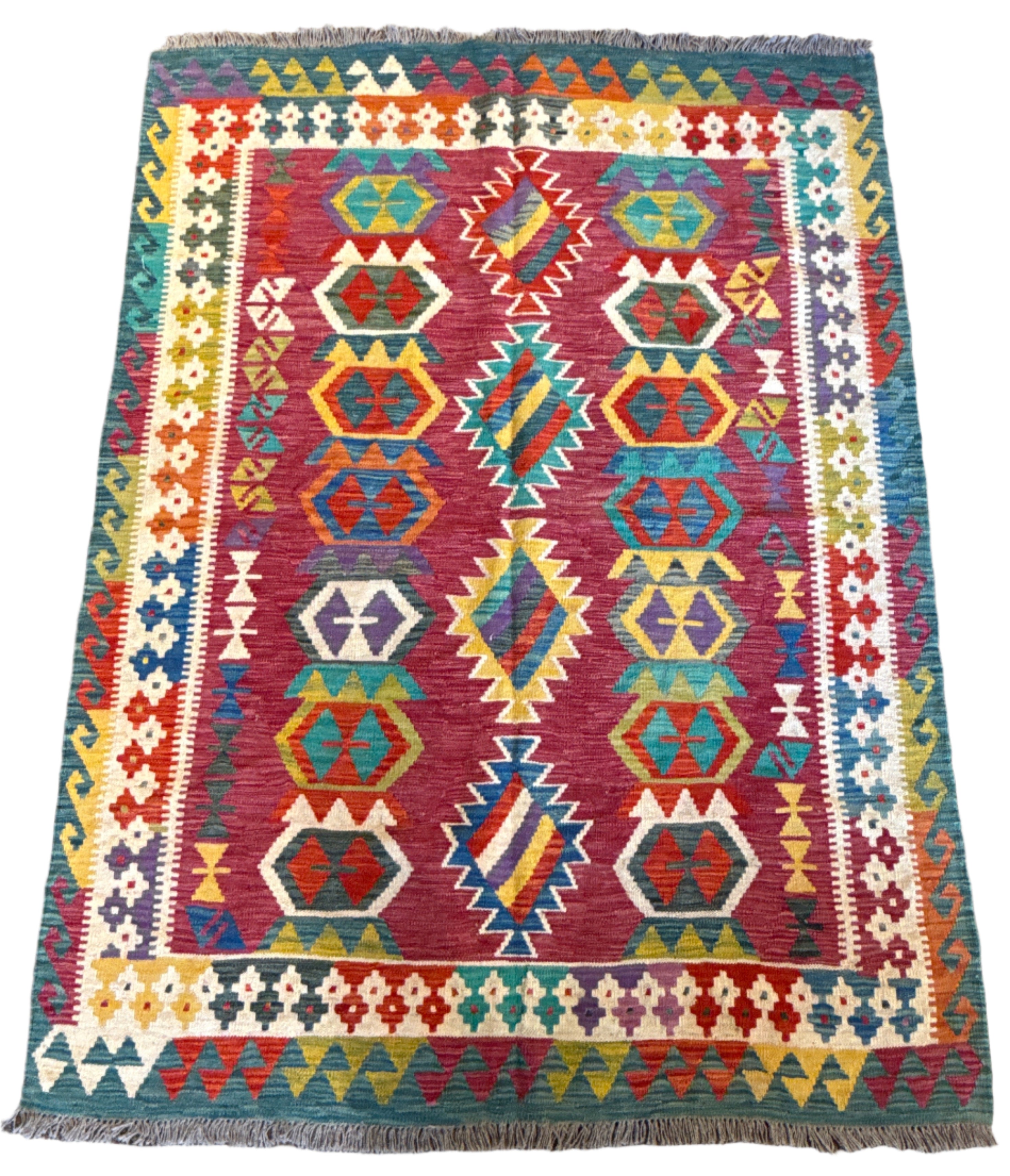 Handwoven Wool Kilim Large Rug Afghanistan (5x7) - 007