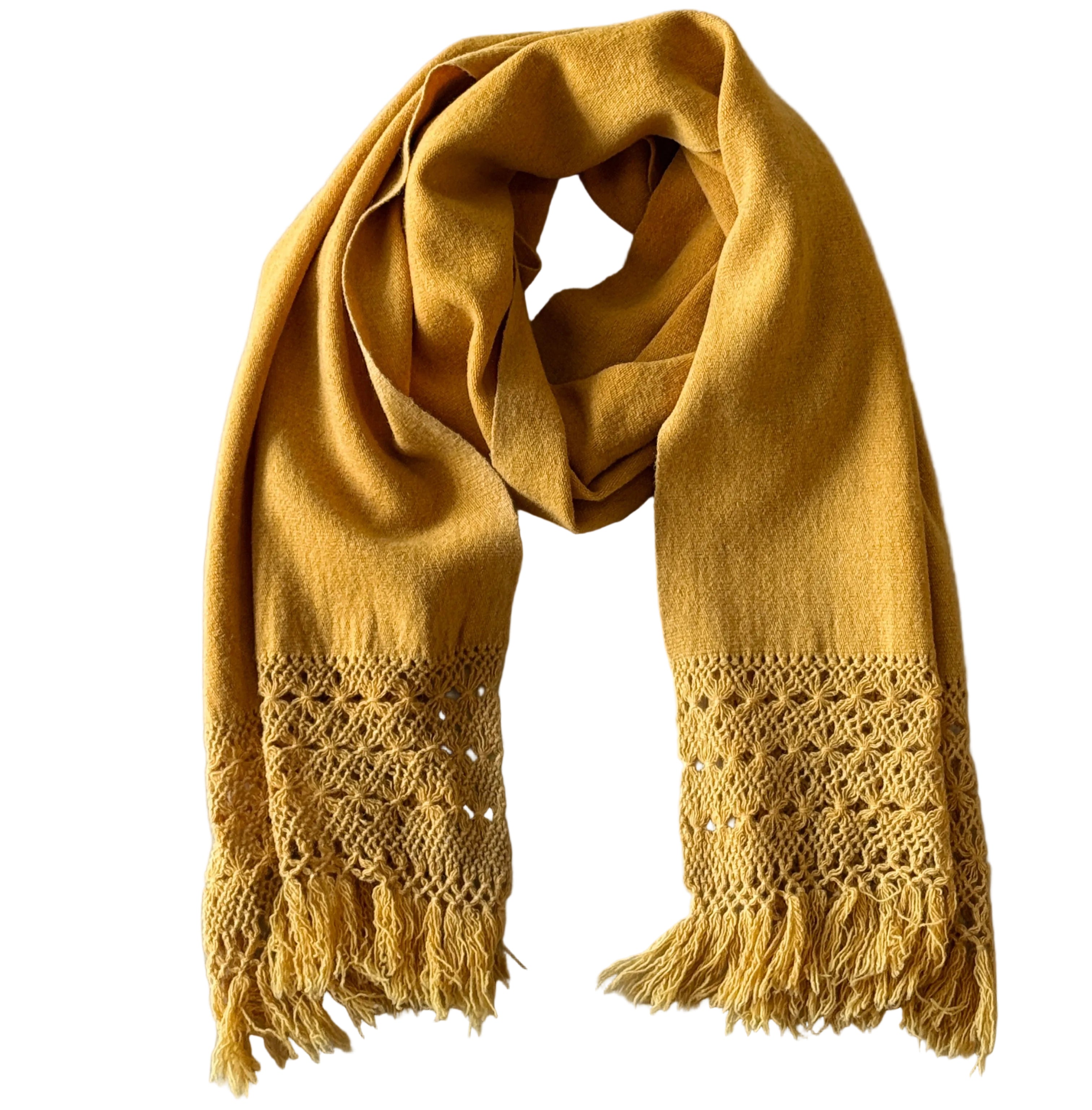 Handwoven Natural Dye Goldenrod Wool Rebozo Mexico