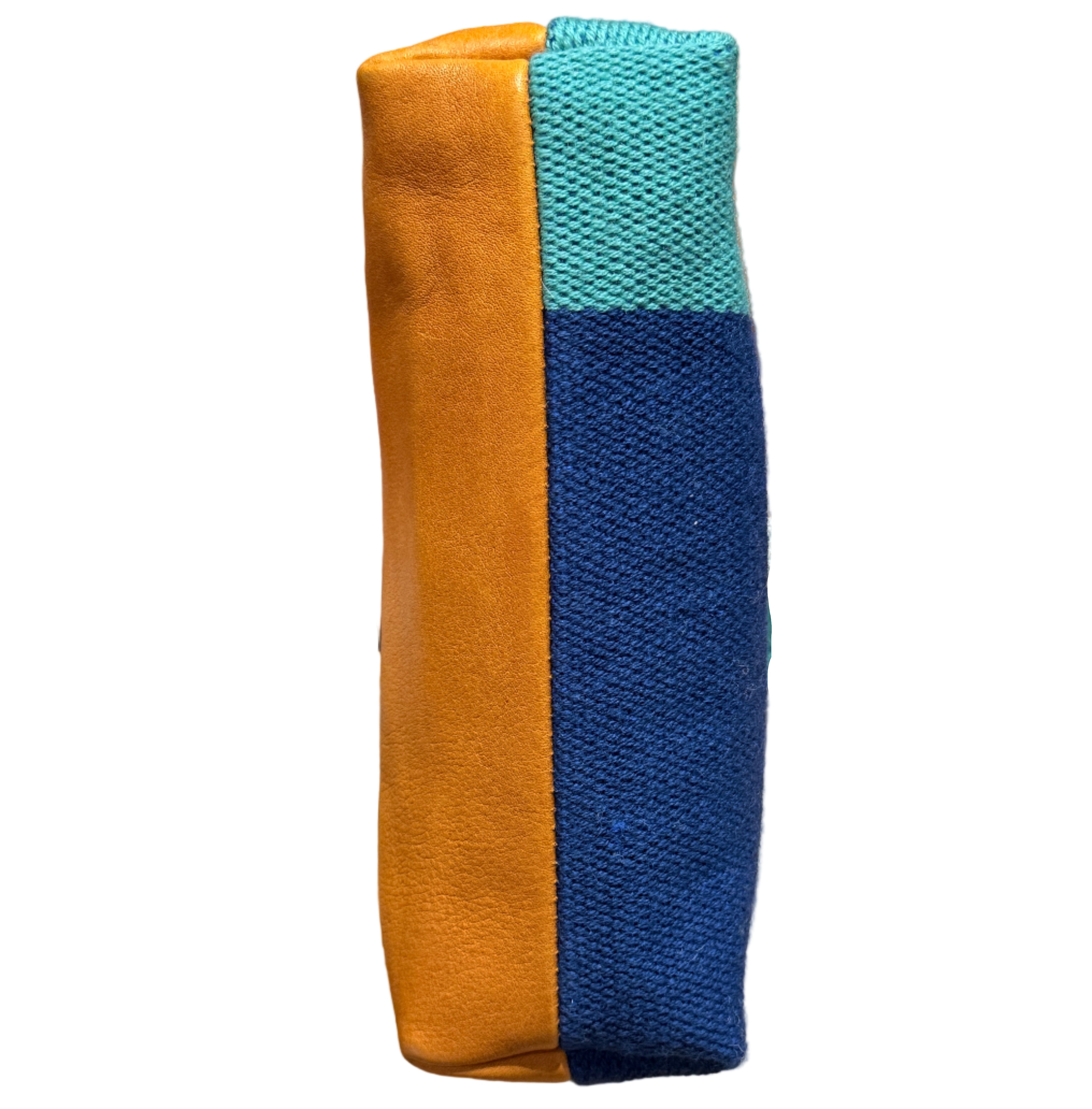 Handmade Woven Leather Blue Cosmetic Bag Peru