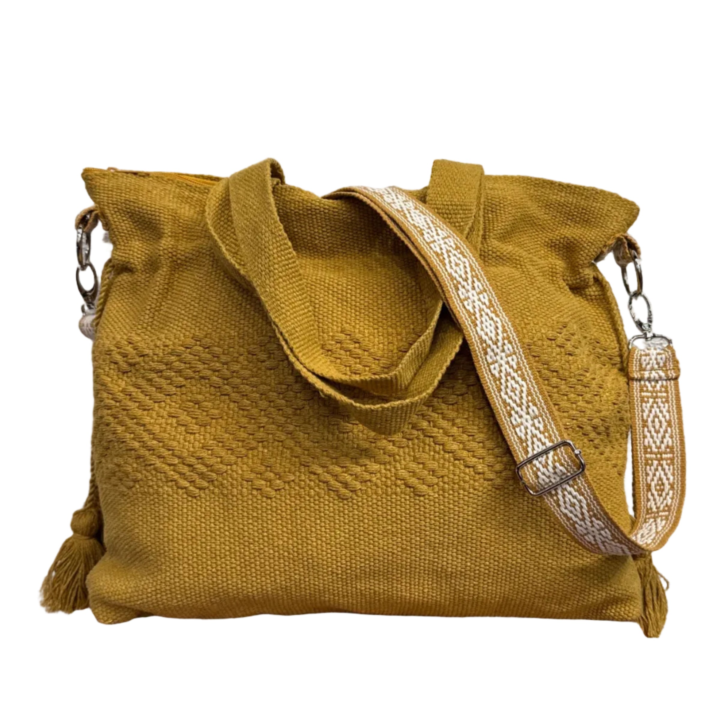 Handwoven Jalieza Cotton Goldenrod Satchel Mexico
