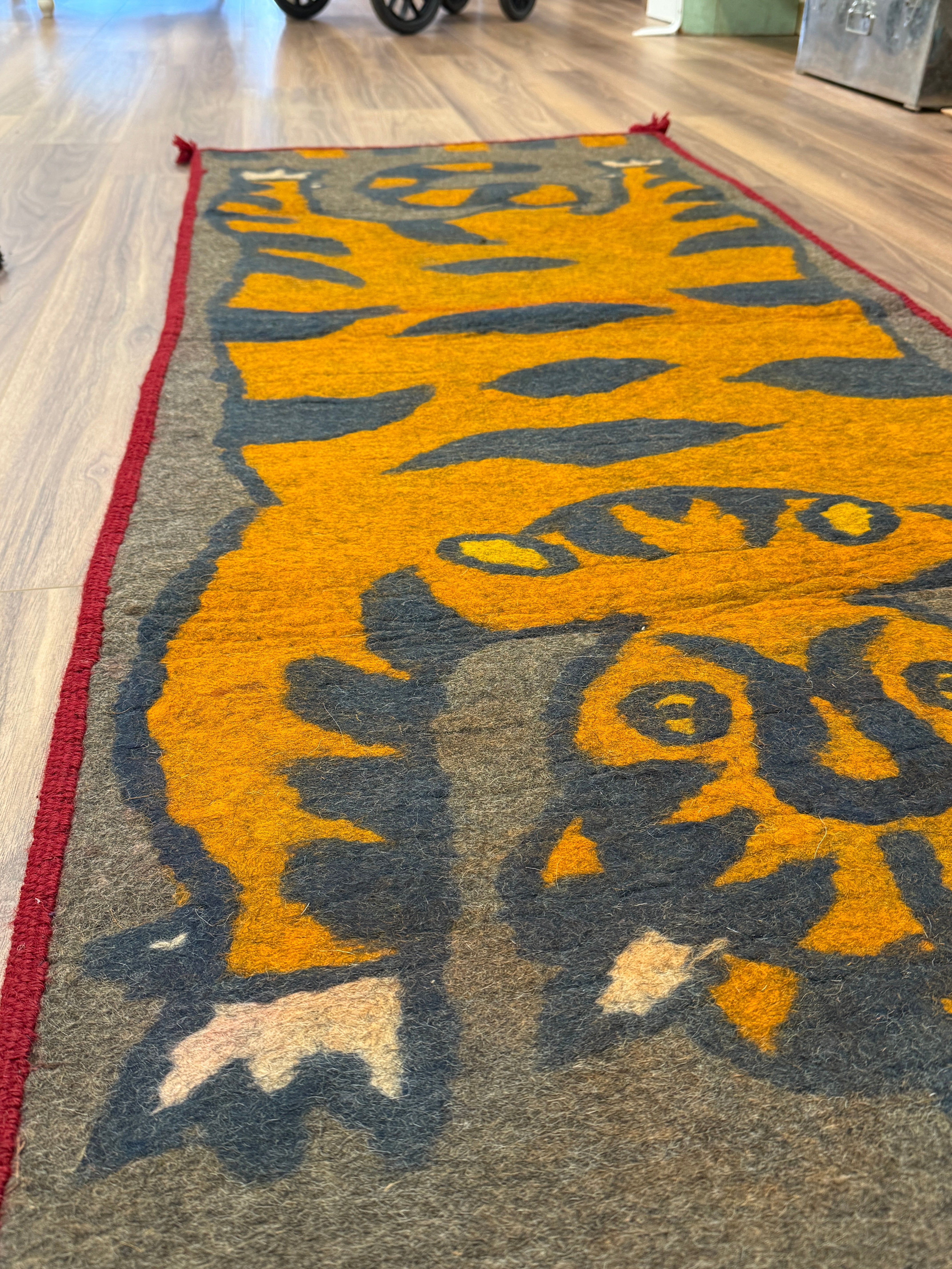 Handmade Wool Felt Orange Tiger Runner Afghanistan (30x72)