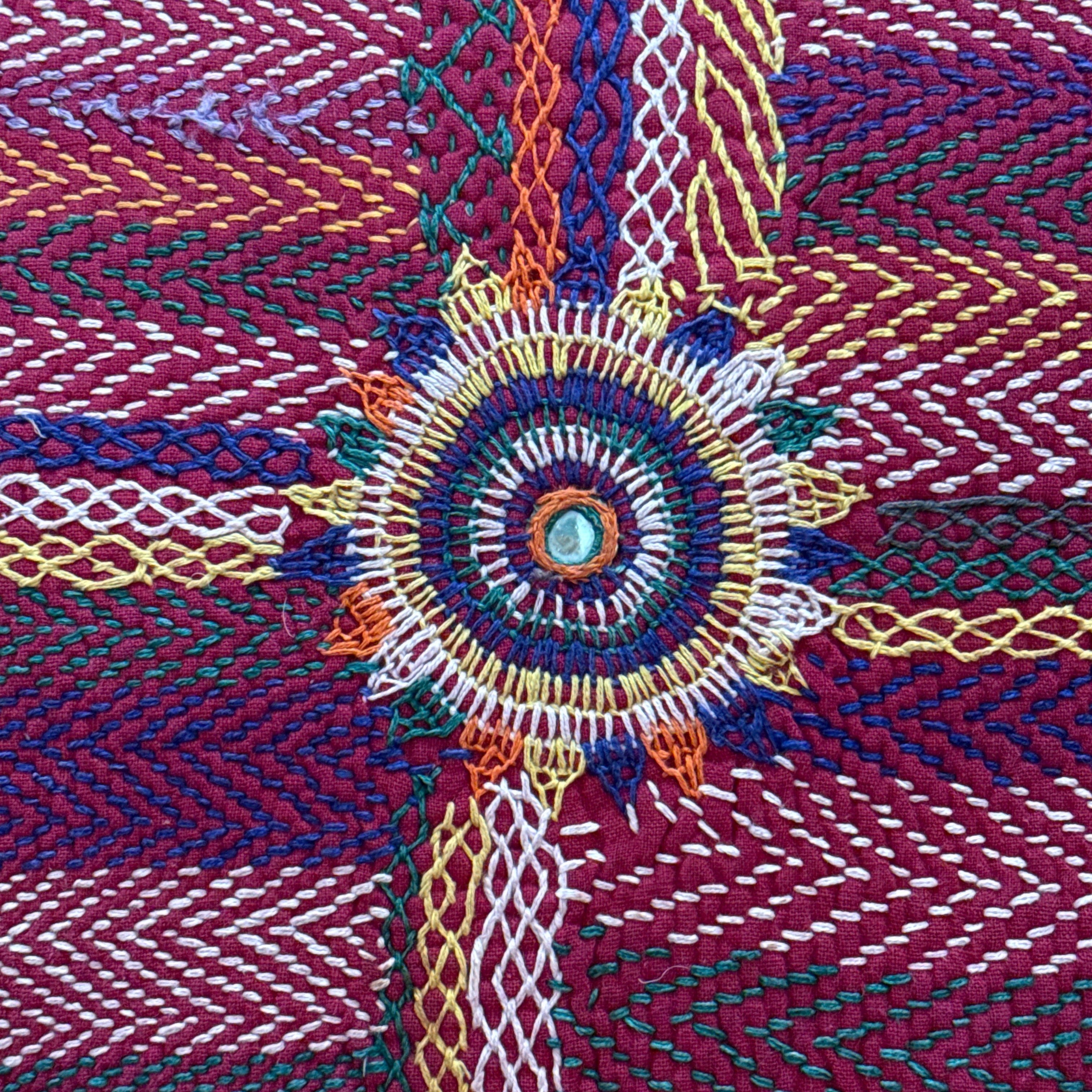 Hand Stitched Vintage Banjara Pillow India (24 x 24)
