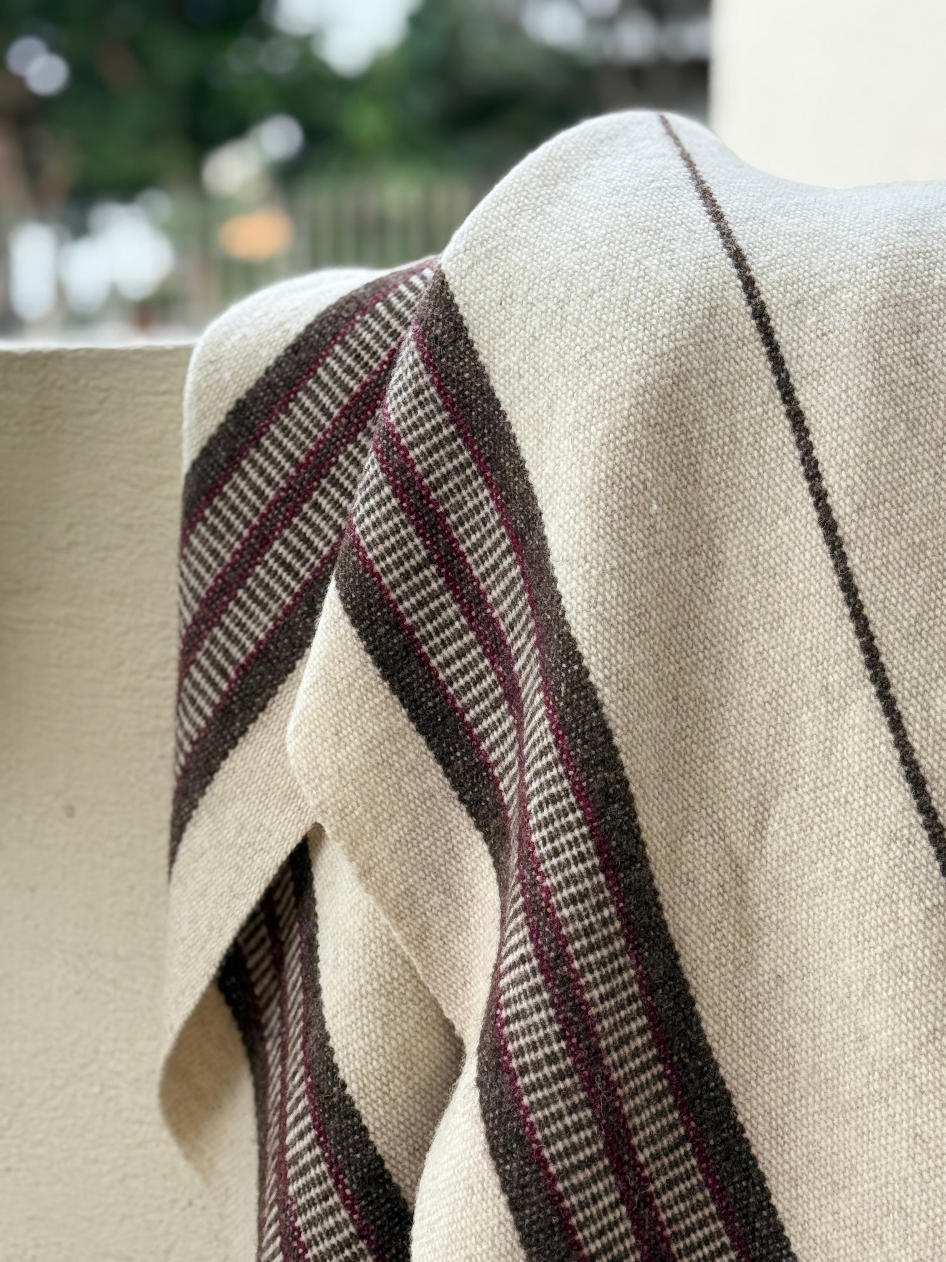 Handwoven Natural Dye Wool Throw D Mexico