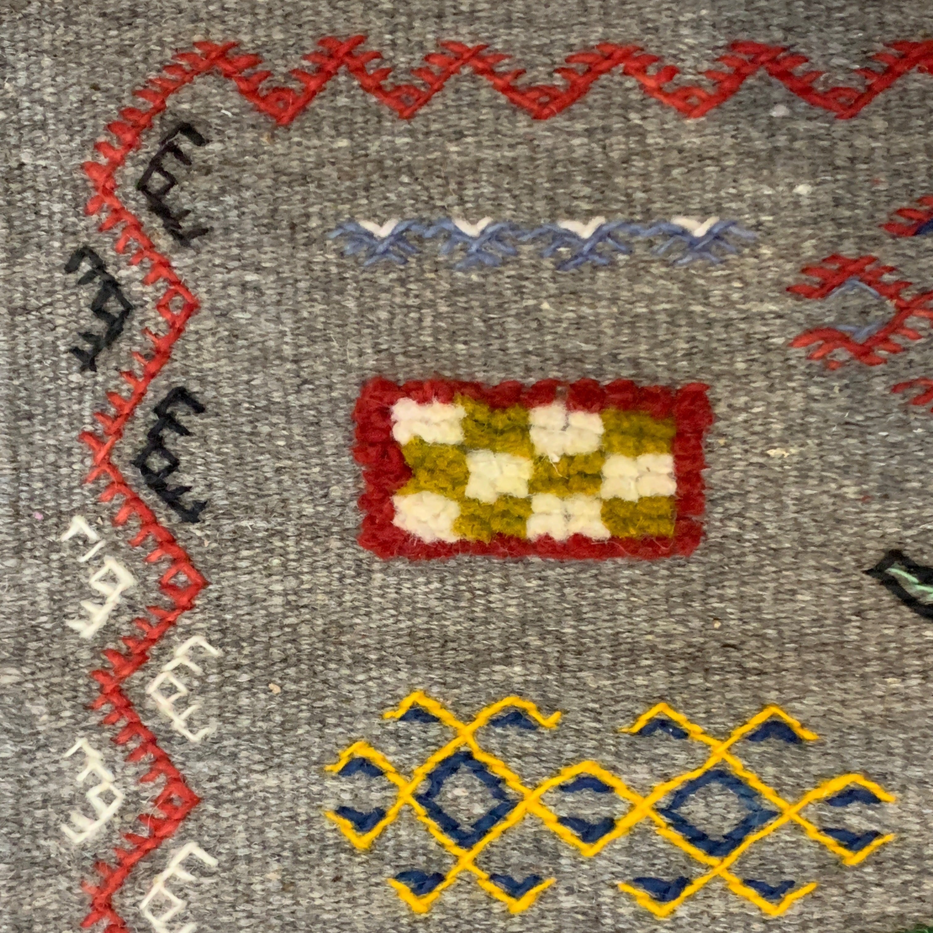 Handwoven Small Akhnif Grey Wool Rug