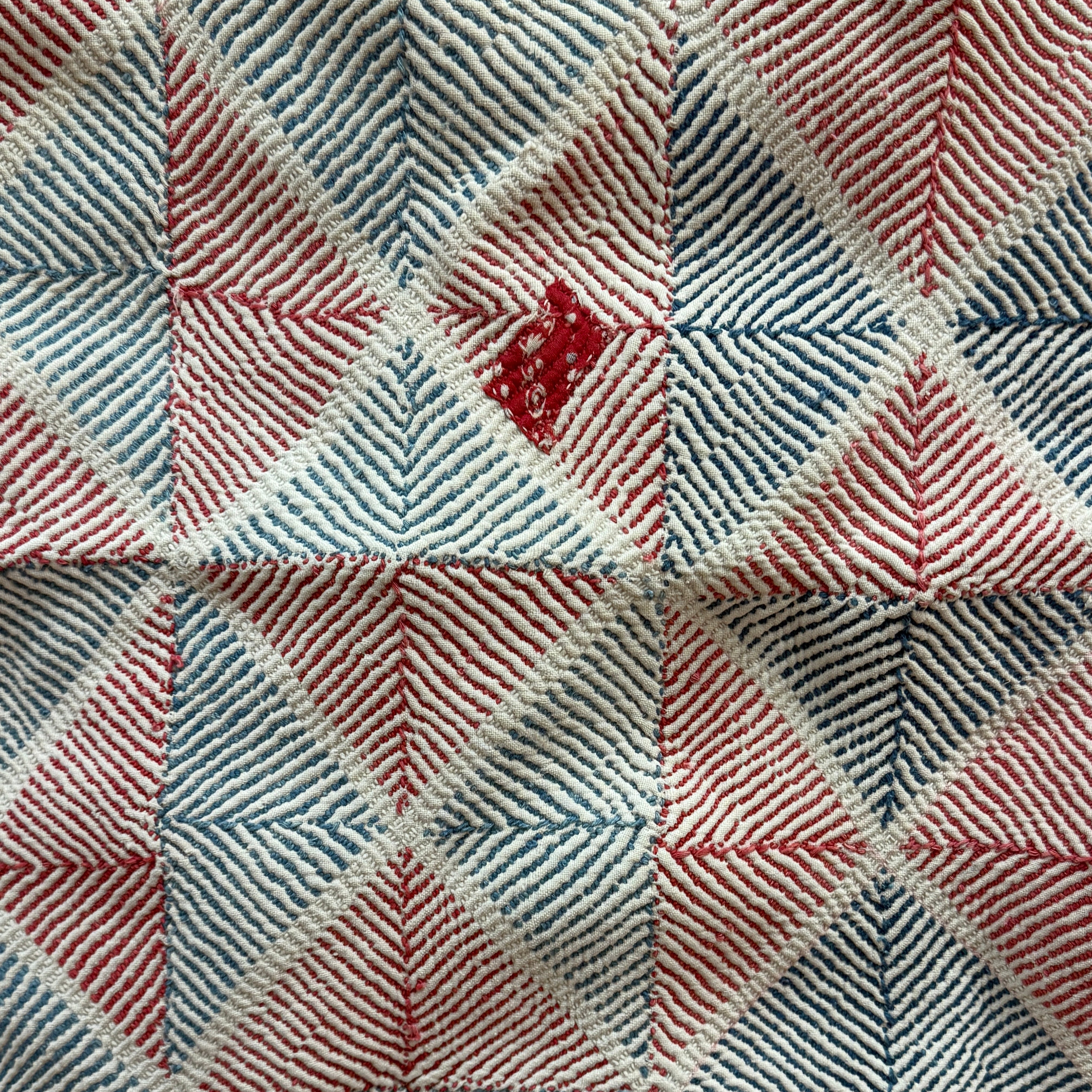 Handmade Diamond Kantha Collectors Vintage Quilt India