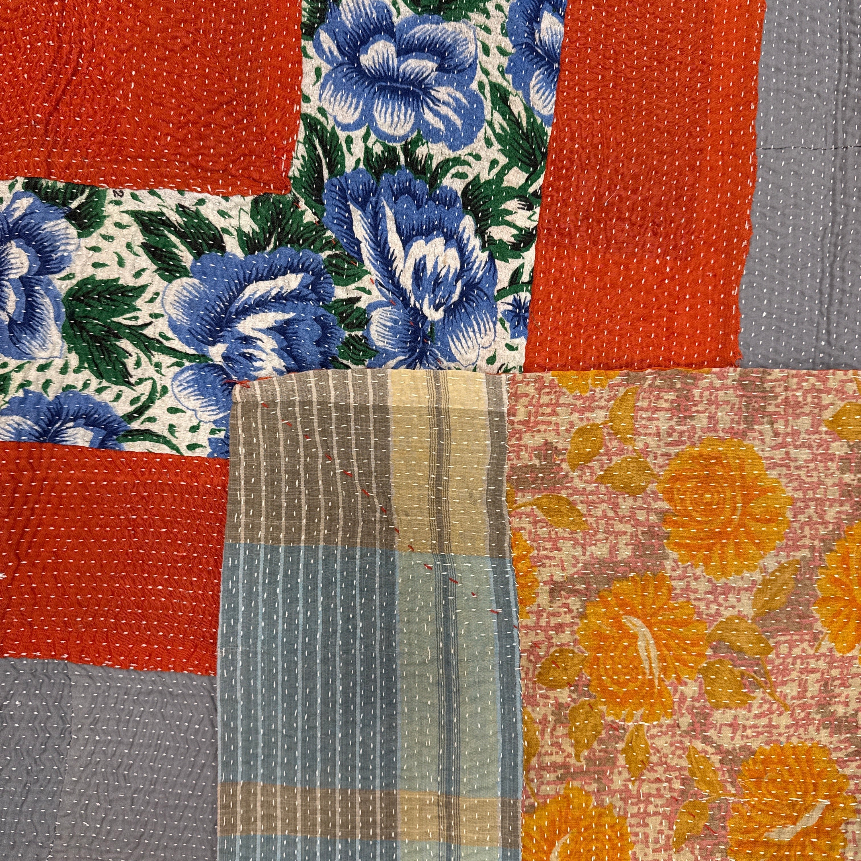 Handmade Kantha Patchwork Quilt India - 27