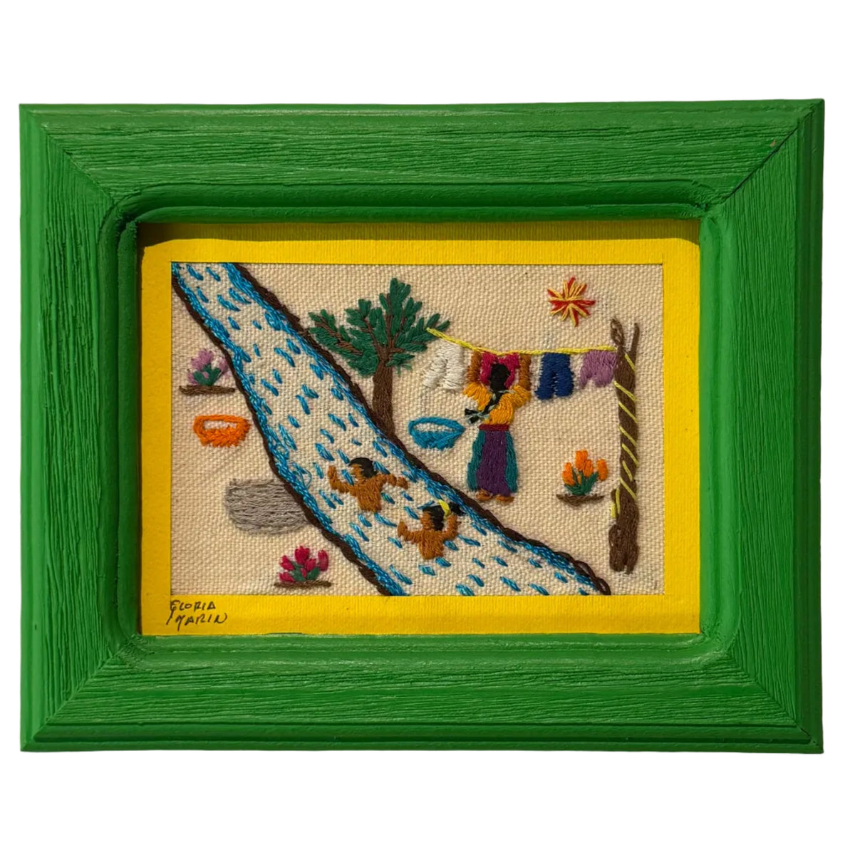 Embroidered River Life Frame Mexico