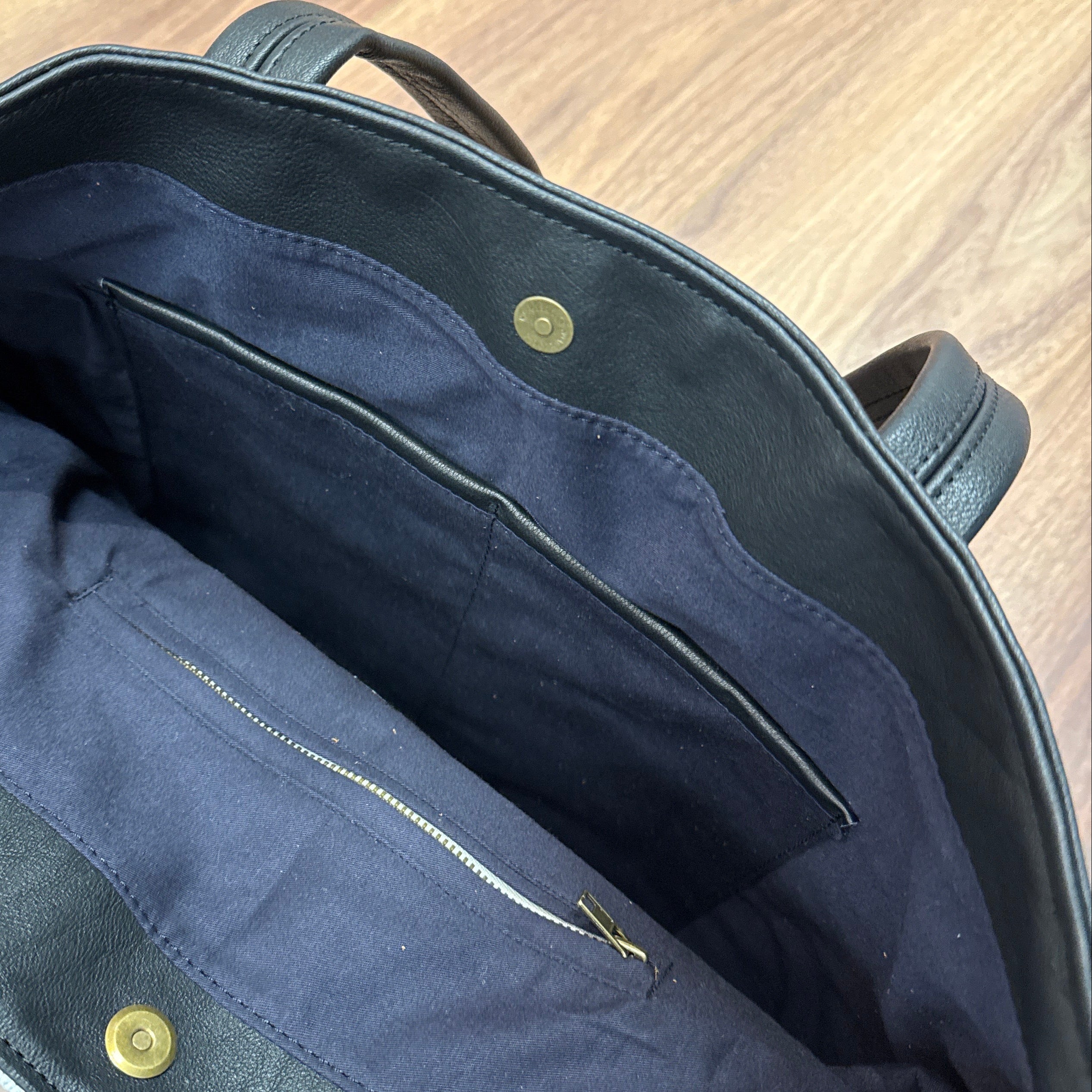 Handmade Woven Leather Black Tote Bag Peru