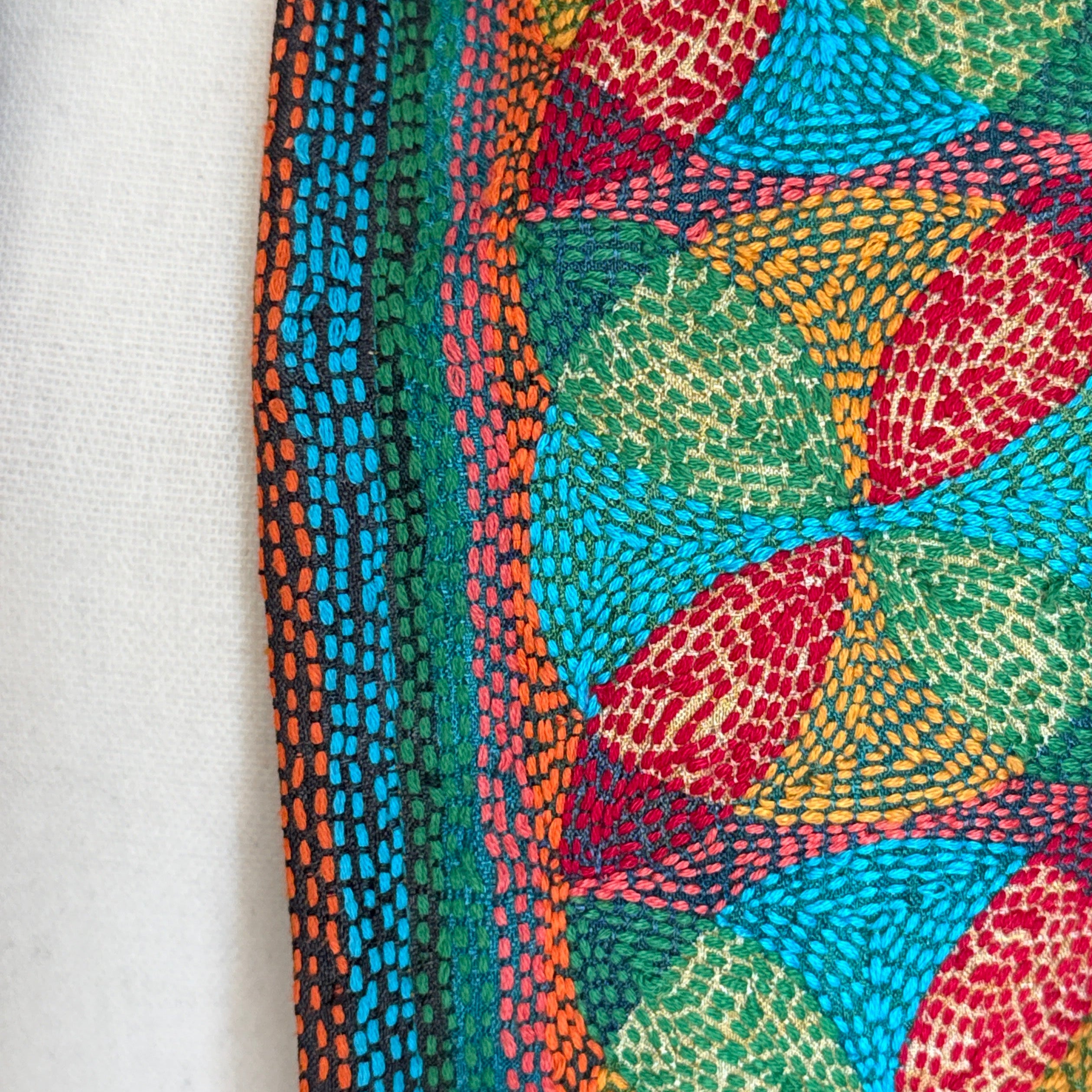 Kantha Stitched Green Prantik Scarf India