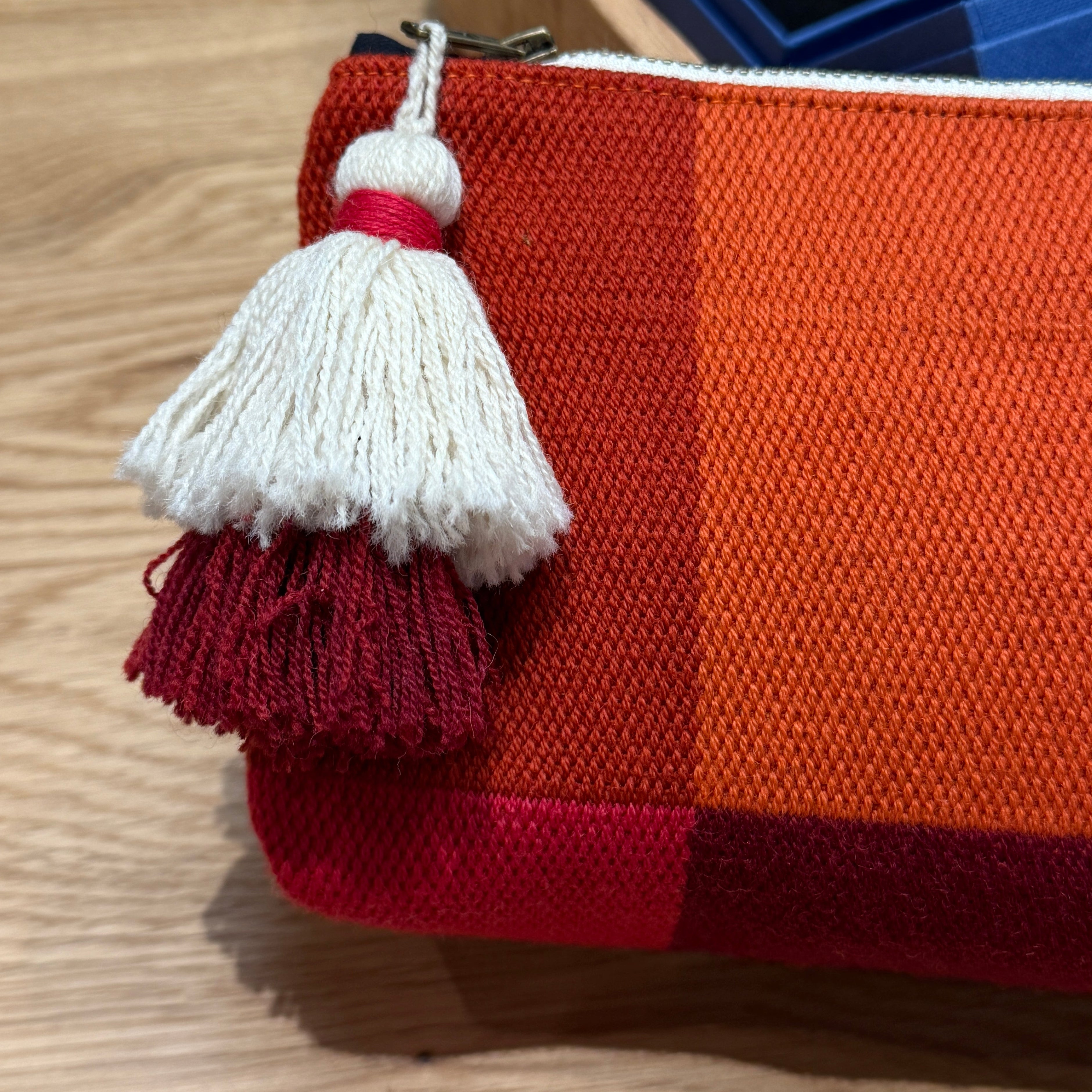 Handmade Woven Leather Magenta Cosmetic Bag Peru