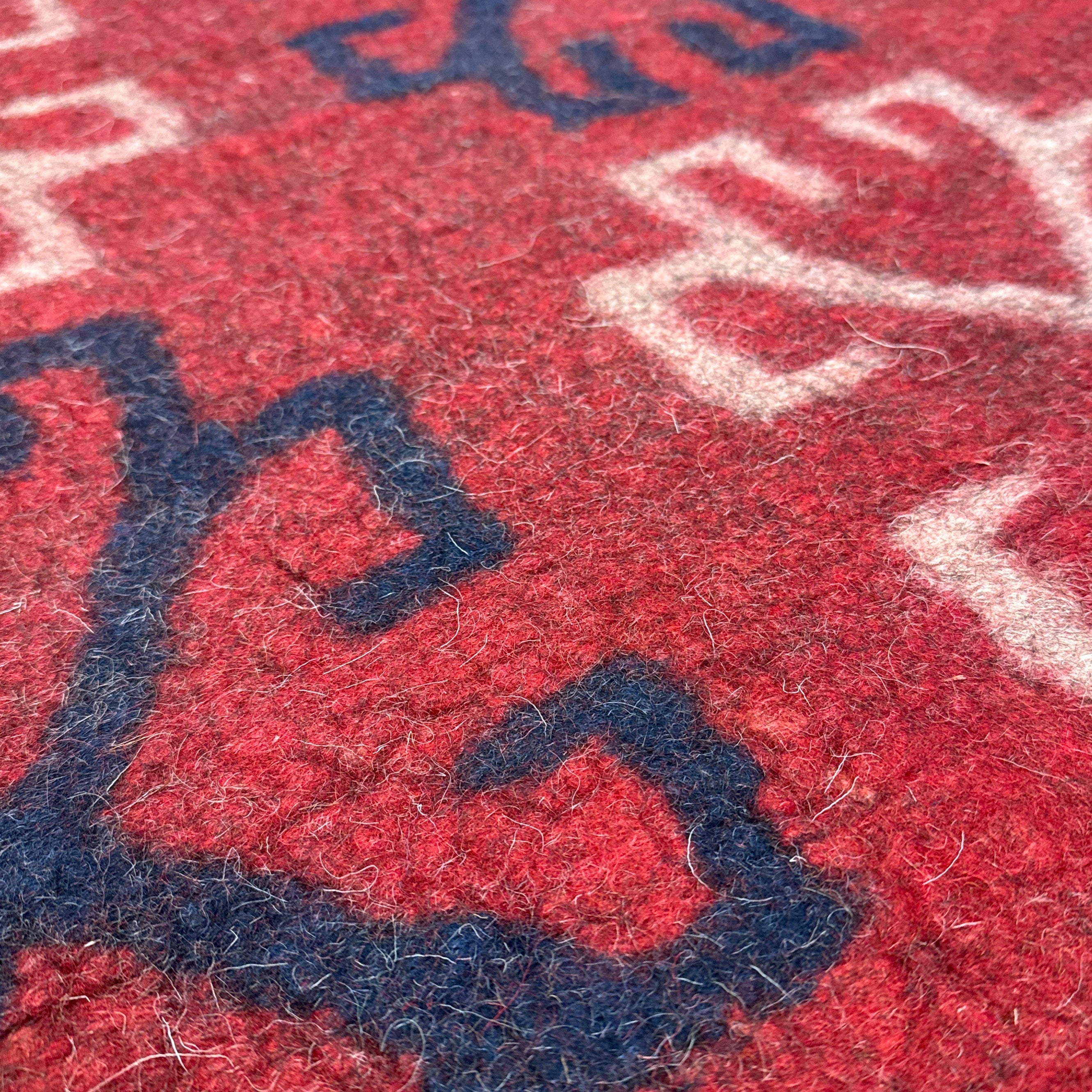 Handmade Wool Felt Red Flowers Rug Afghanistan (30x48)