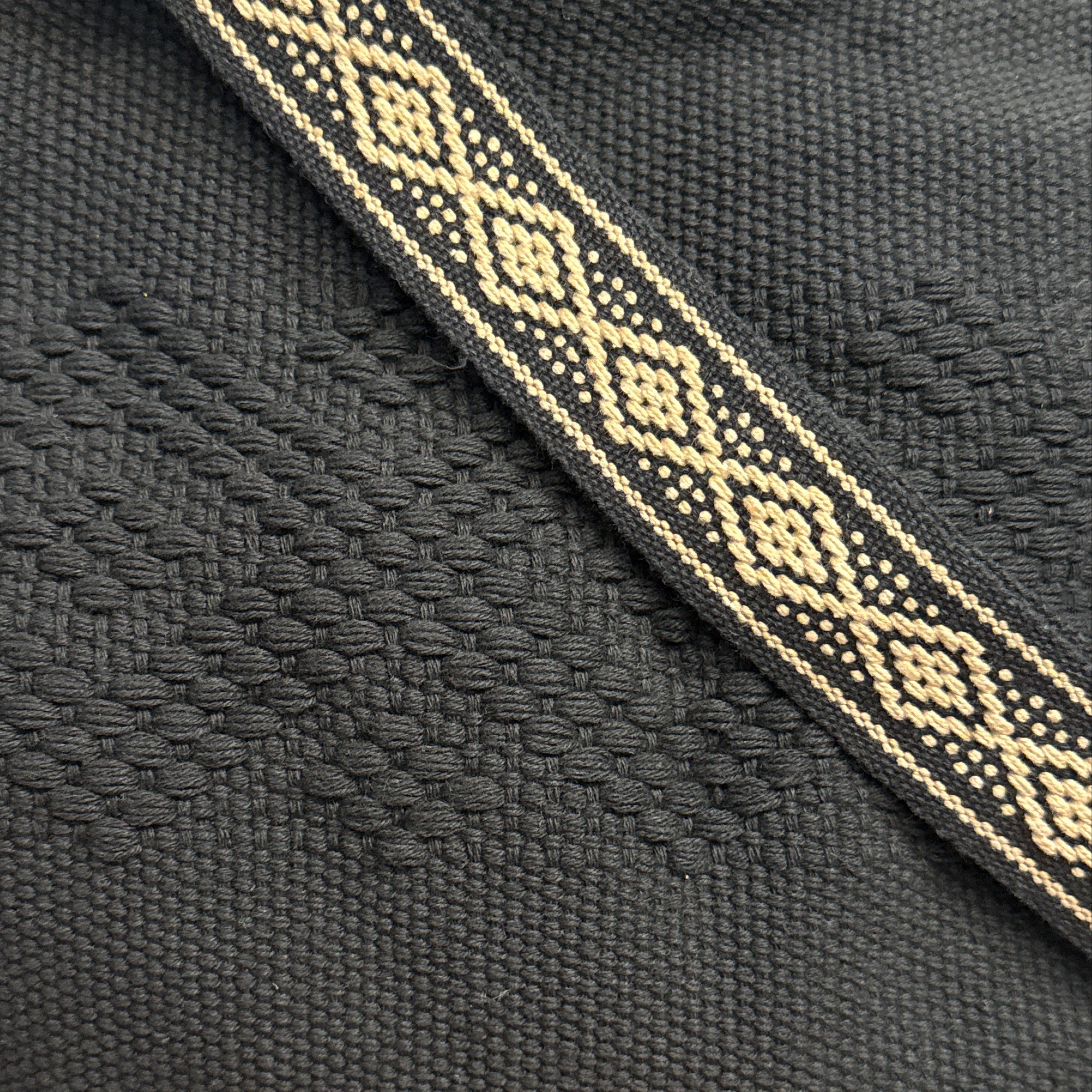 Handwoven Jalieza Cotton Black Satchel Mexico