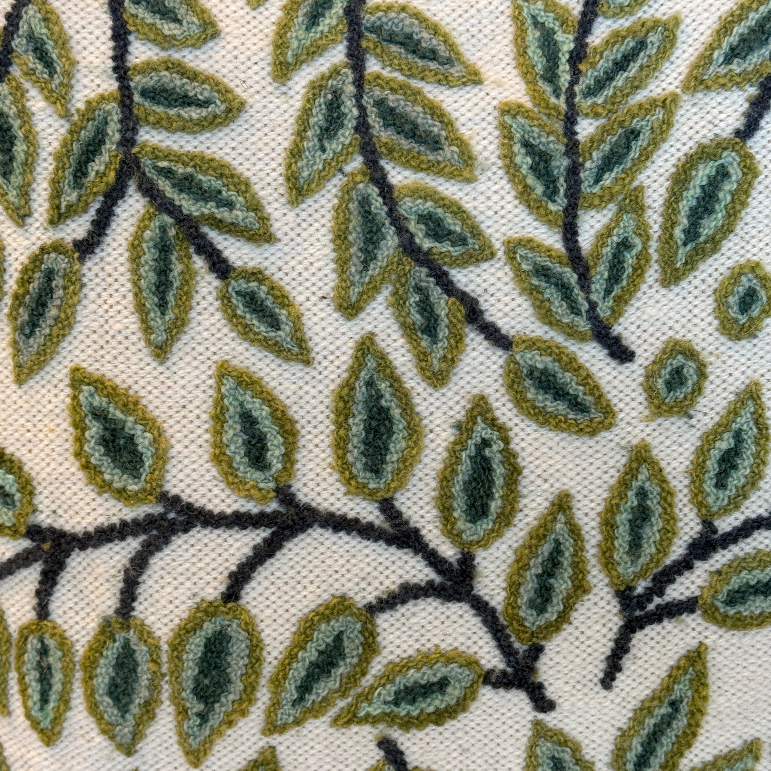 Embroidered Mint Wool Pillow Peru (18x18)