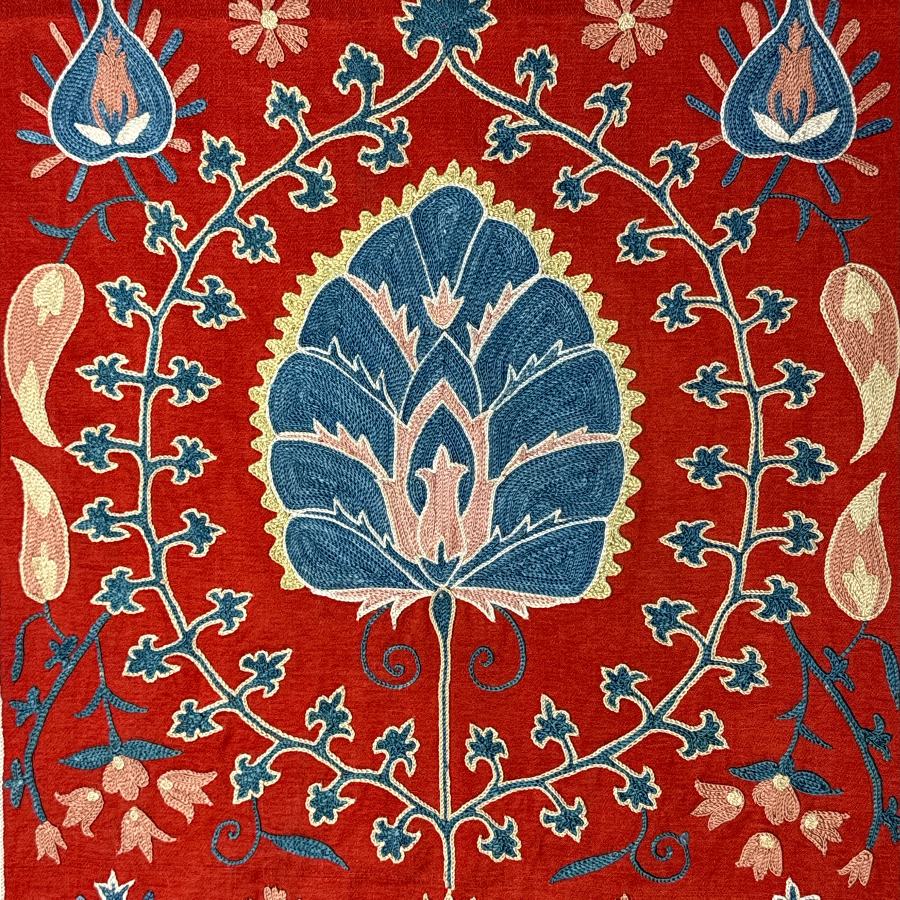 Silk Suzani Table Runner Uzbekistan (19x64)