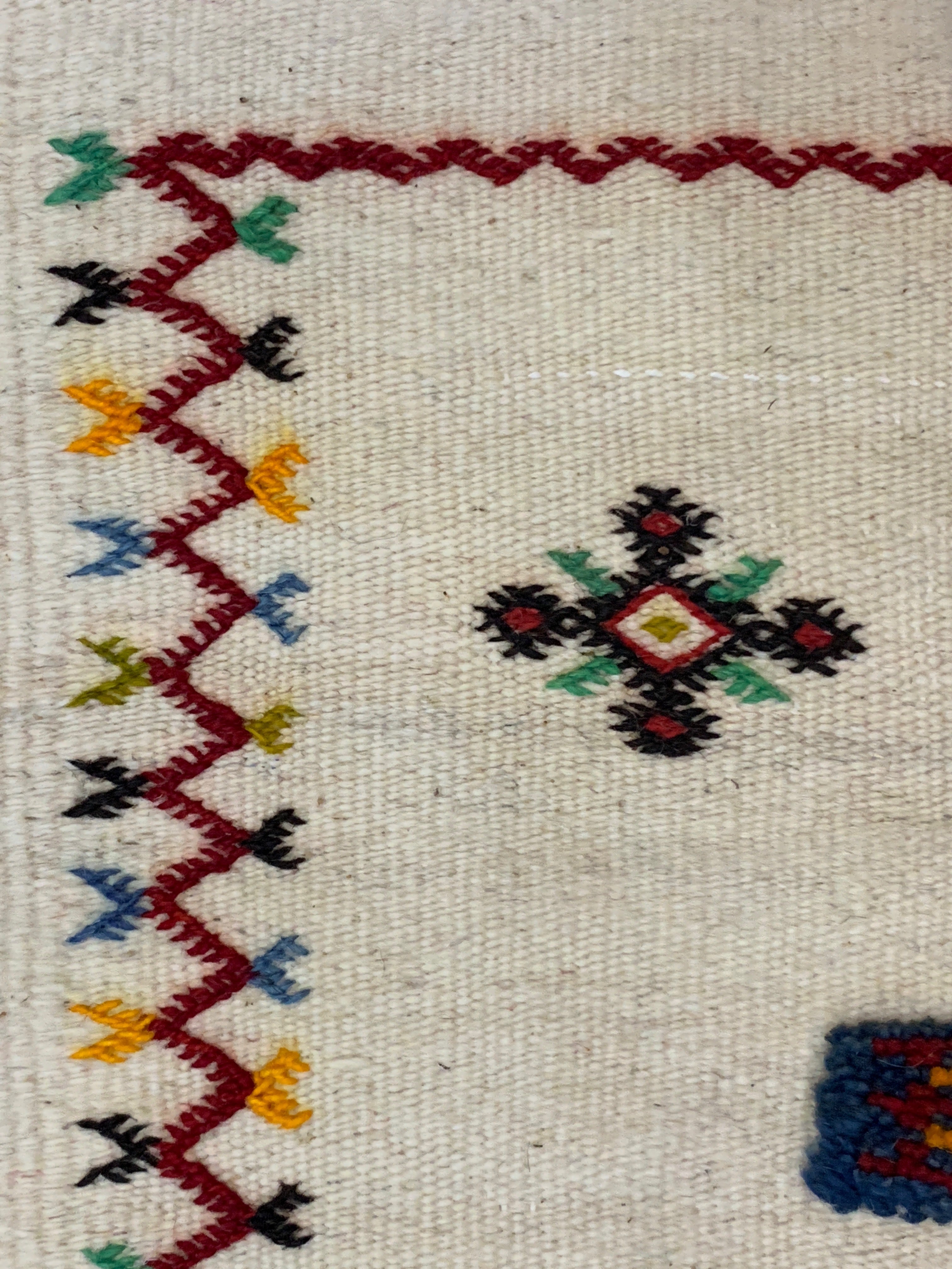 Handwoven Small Akhnif Cream Wool Rug
