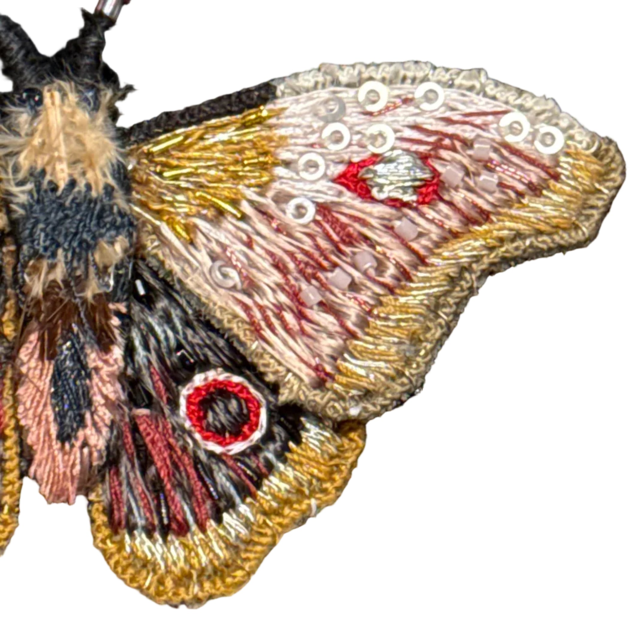 Embroidered Brooch - Emperor Moth India
