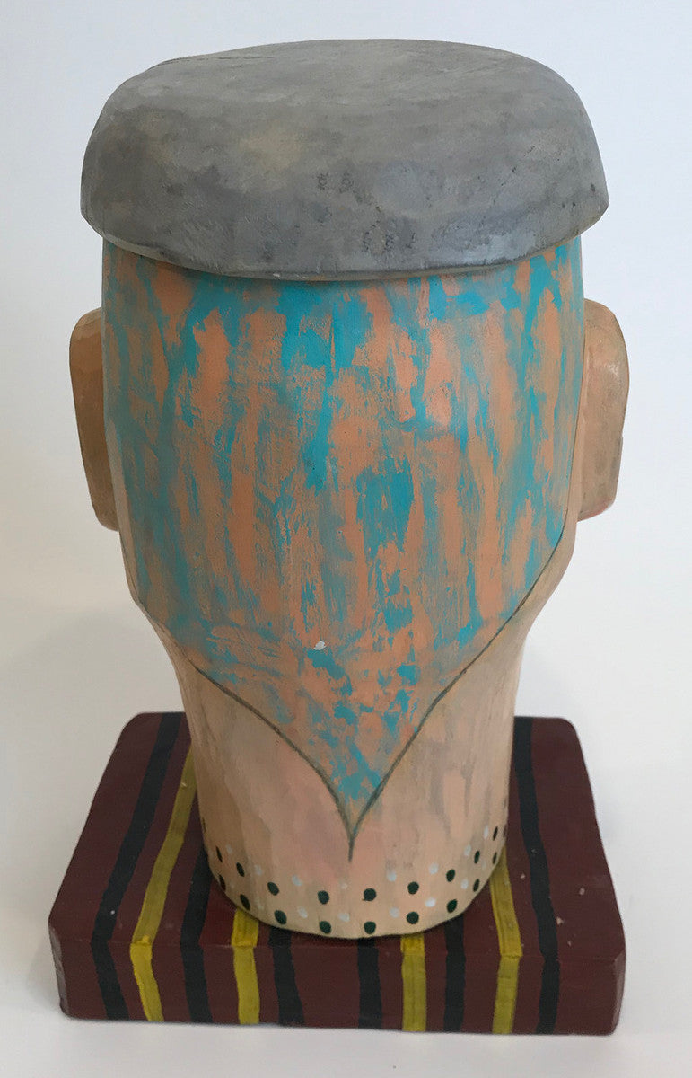 Folk Art Carved and Painted Wooden Head Guatemala (8"x 13")