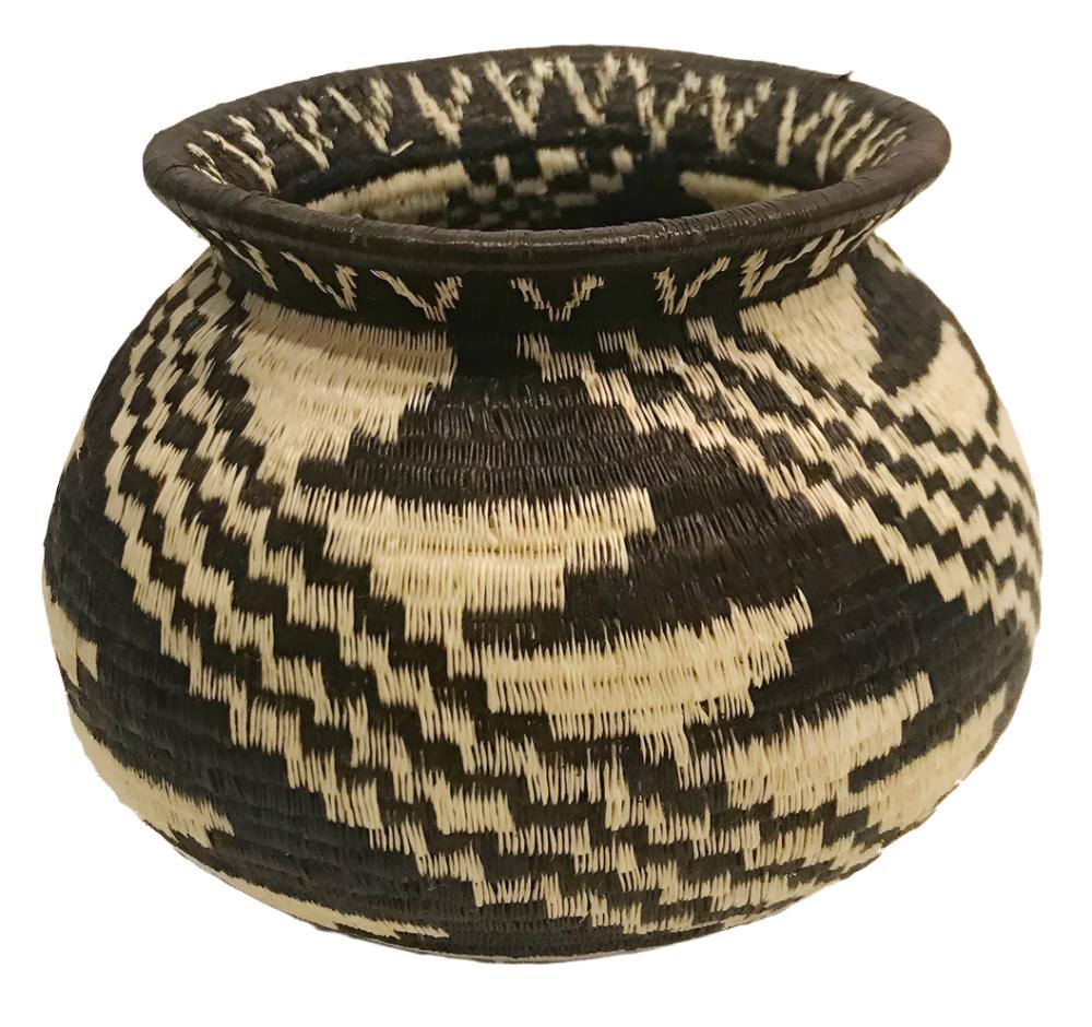 Handmade Natural Fiber Wounaan Basket 9 Panama Black Wheat