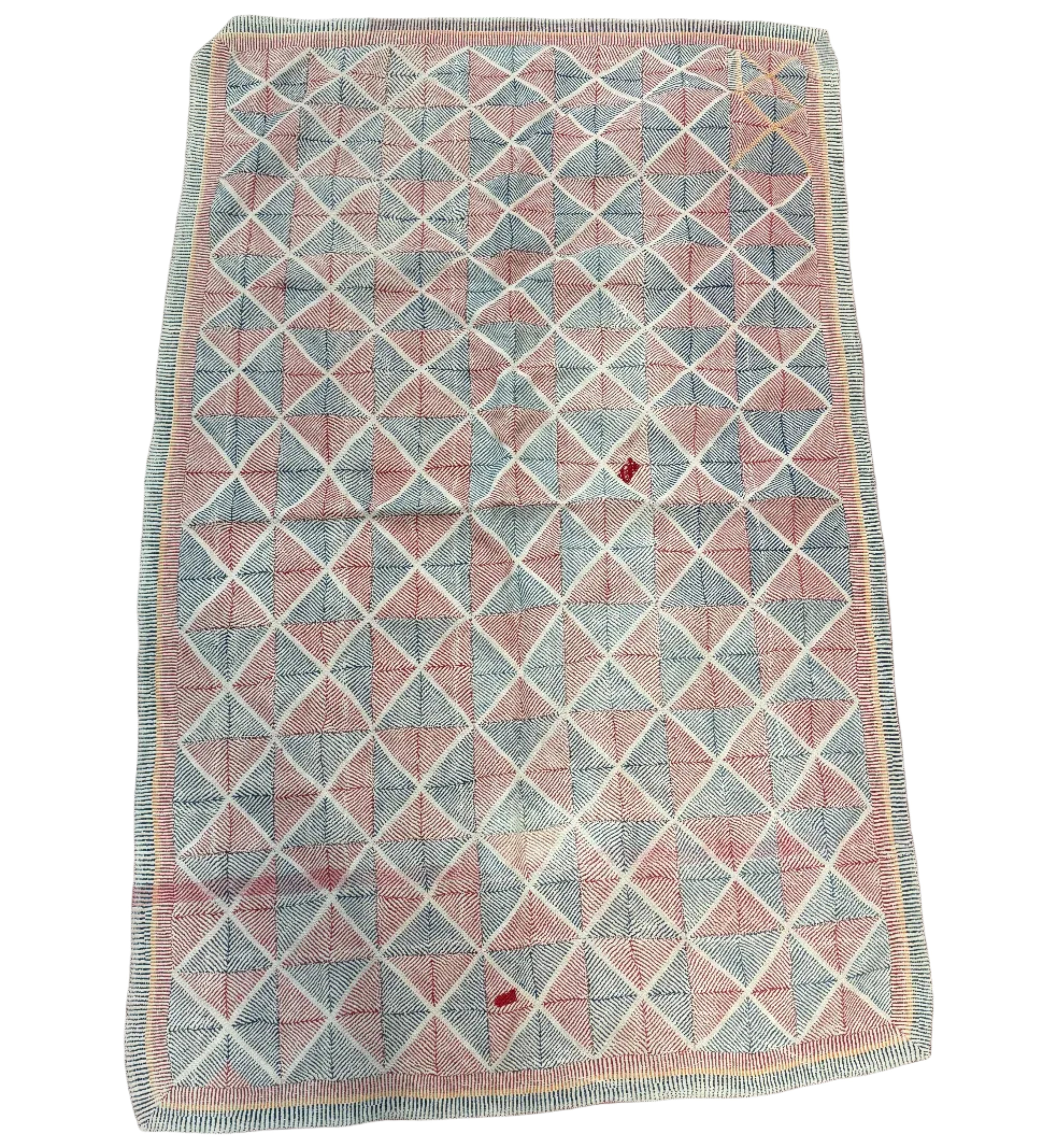 Handmade Diamond Kantha Collectors Vintage Quilt India