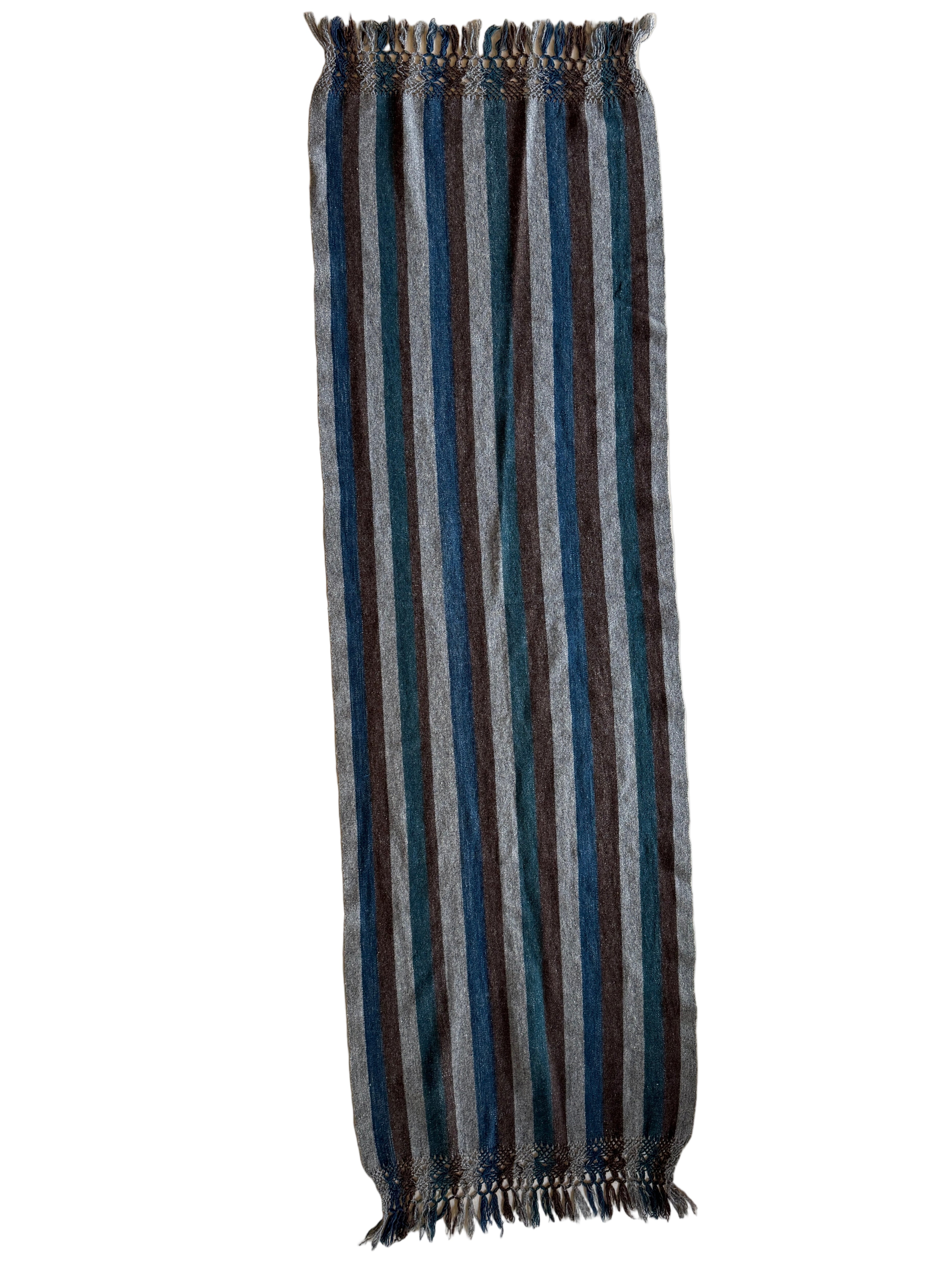 Handwoven Natural Dye Blues Wool Rebozo Mexico